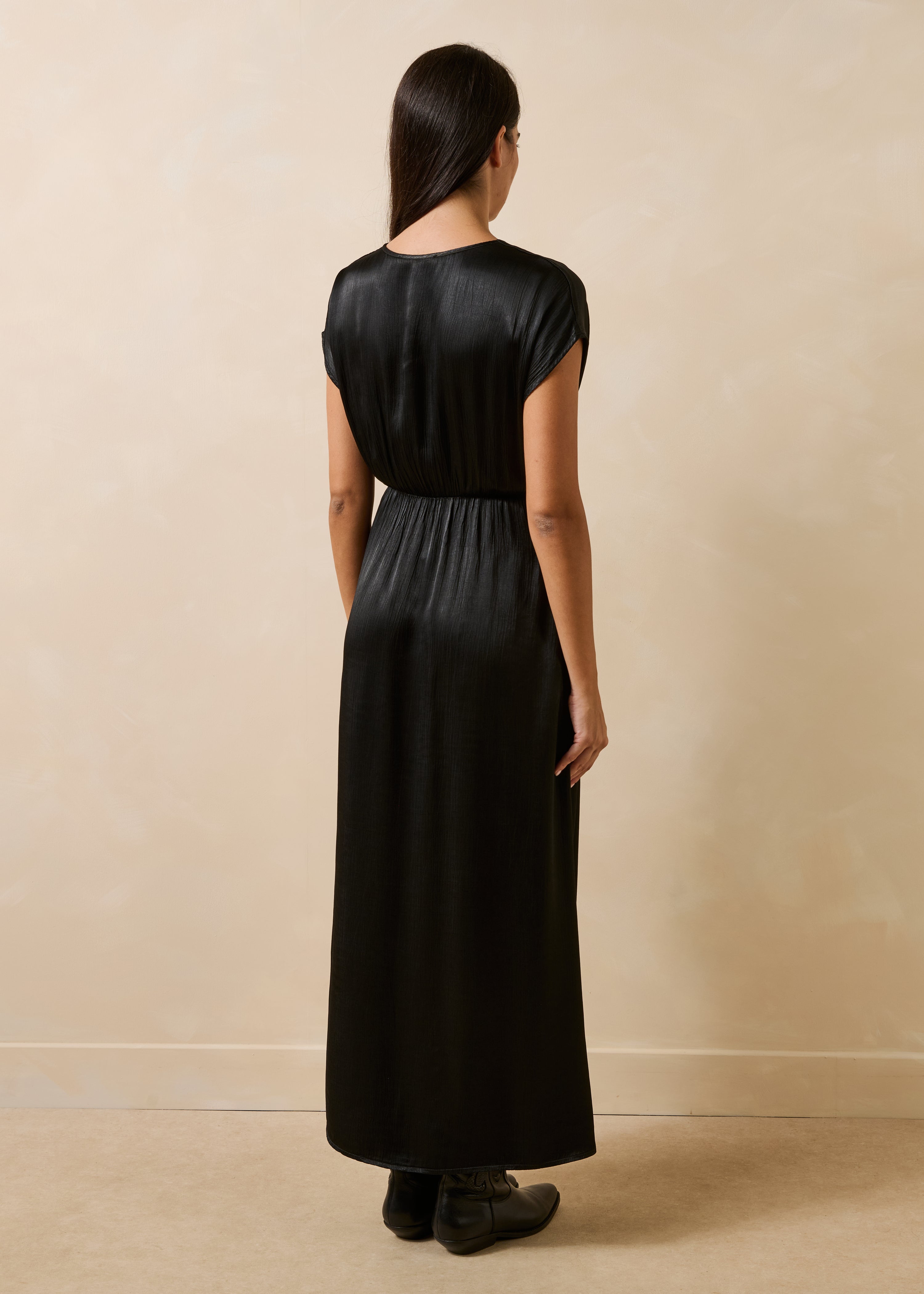 la-f-e-marabout-e-facre-satin-kleid-schwarz-viskose image 2