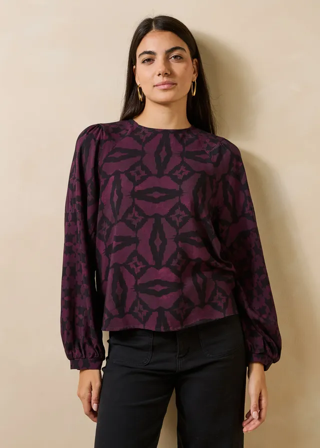 la-f-e-marabout-e-goplin-top-damen-schwarz-violett-print image 1
