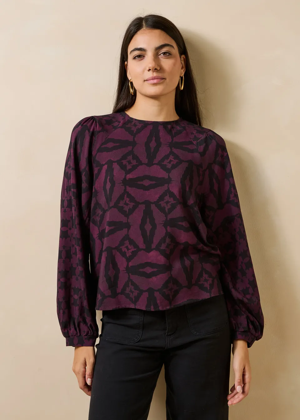 la-f-e-marabout-e-goplin-top-damen-schwarz-violett-print image 1