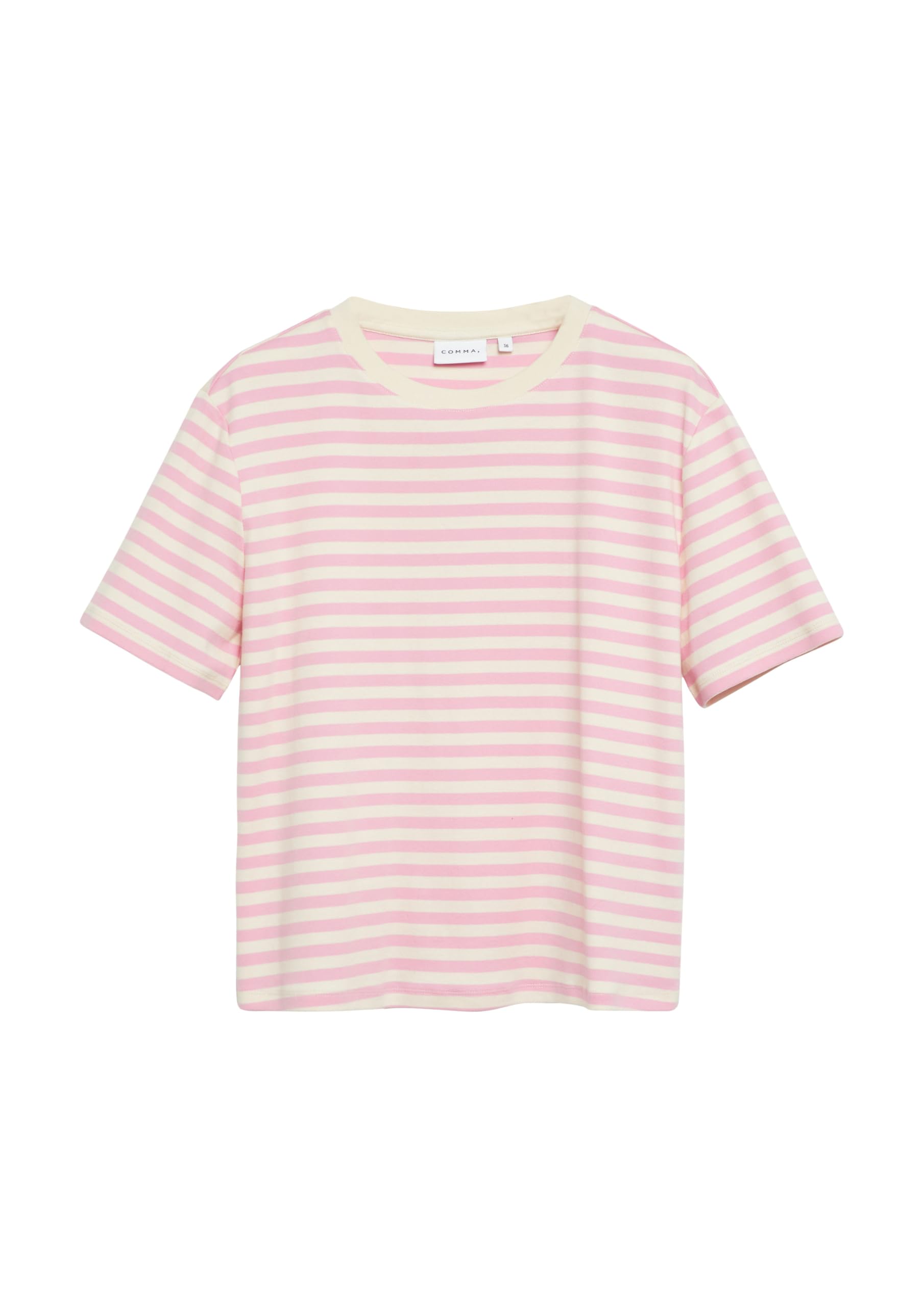 comma-t-shirt-regular-fit-streifen-rundhals-zartrosa image 4