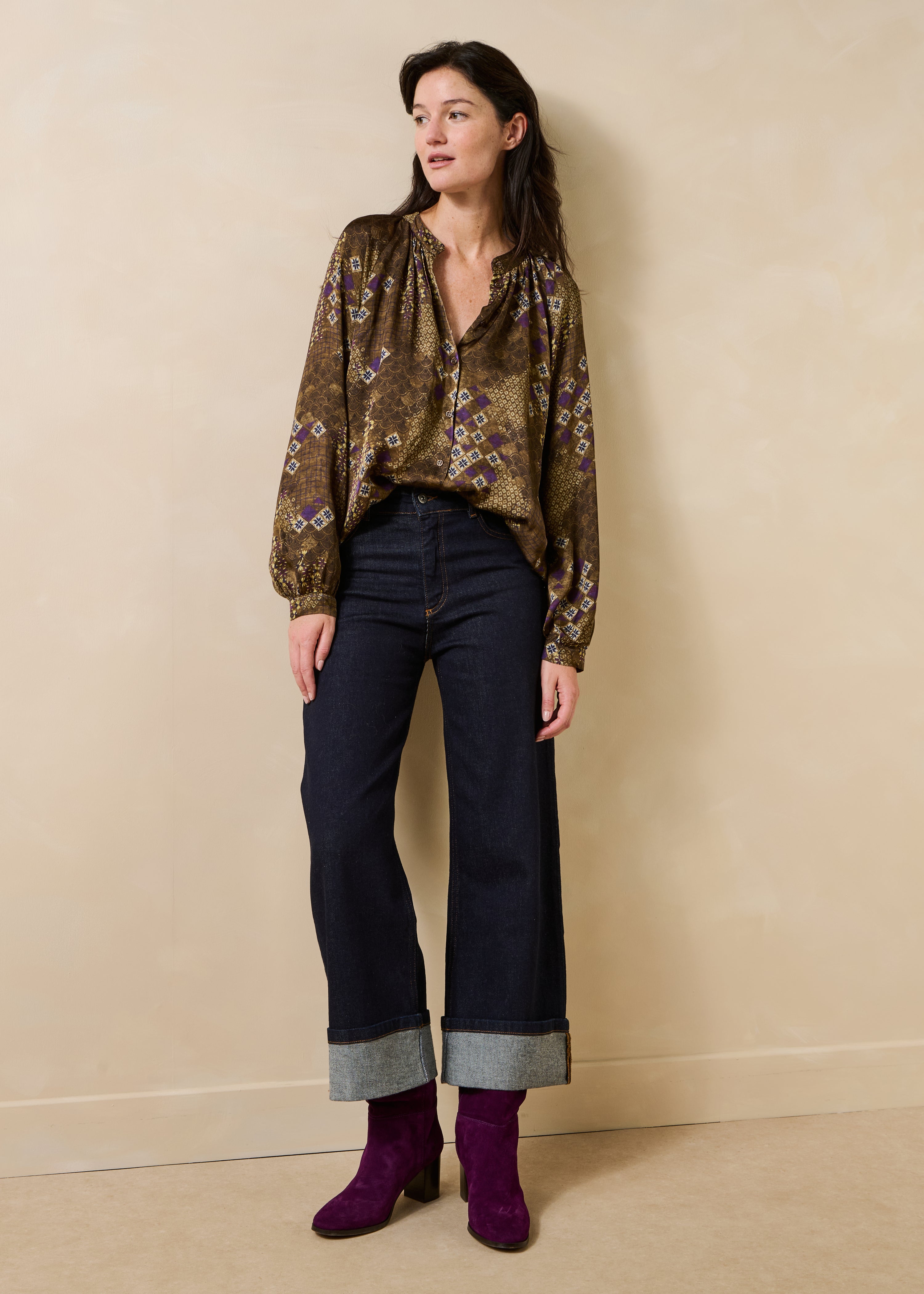 la-f-e-marabout-e-elvia-bluse-langarm-satin-olive-gr-38 image 2