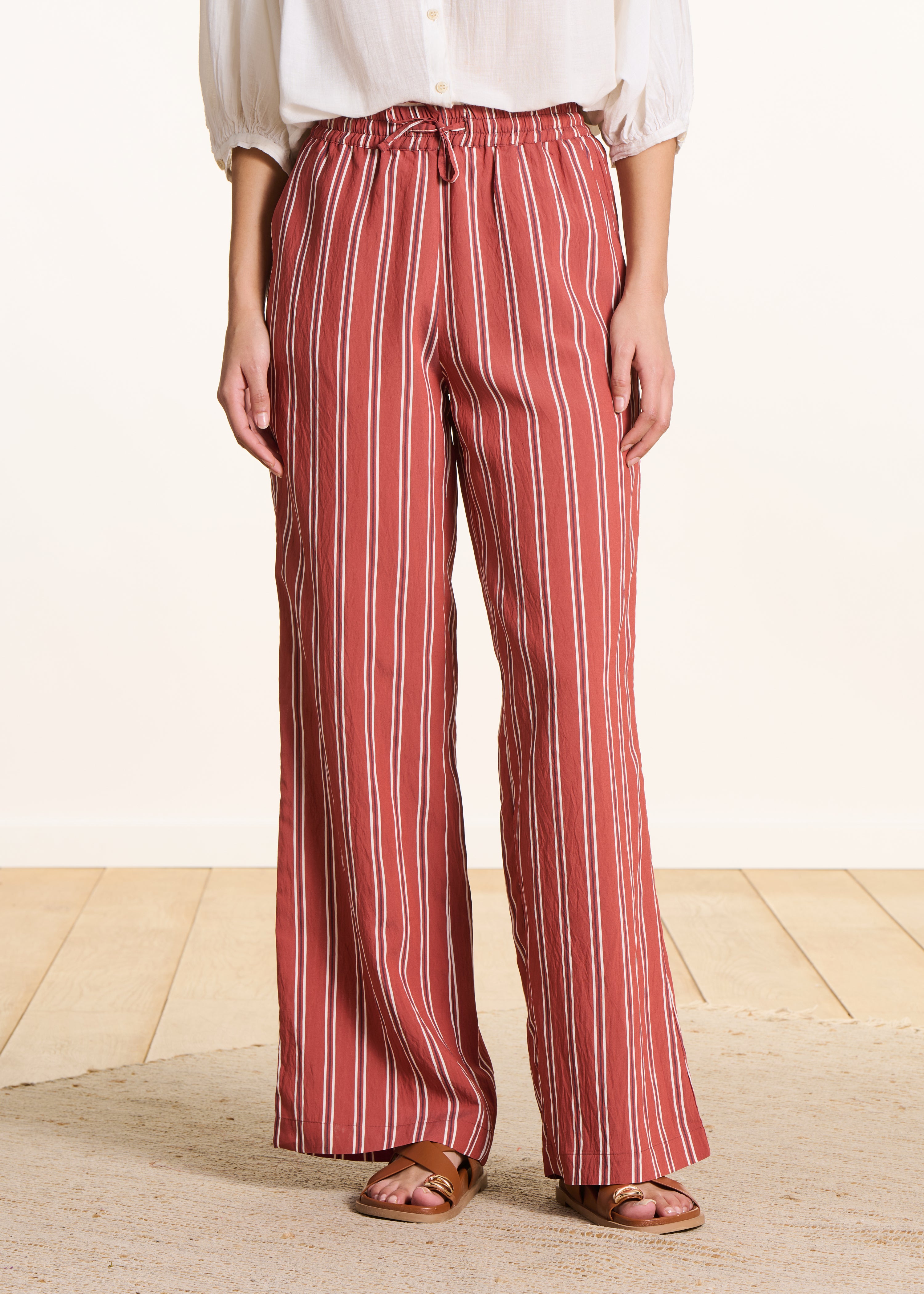 la-f-e-marabout-e-bacchia-streifenhose-damen-rot-weites-bein image 2
