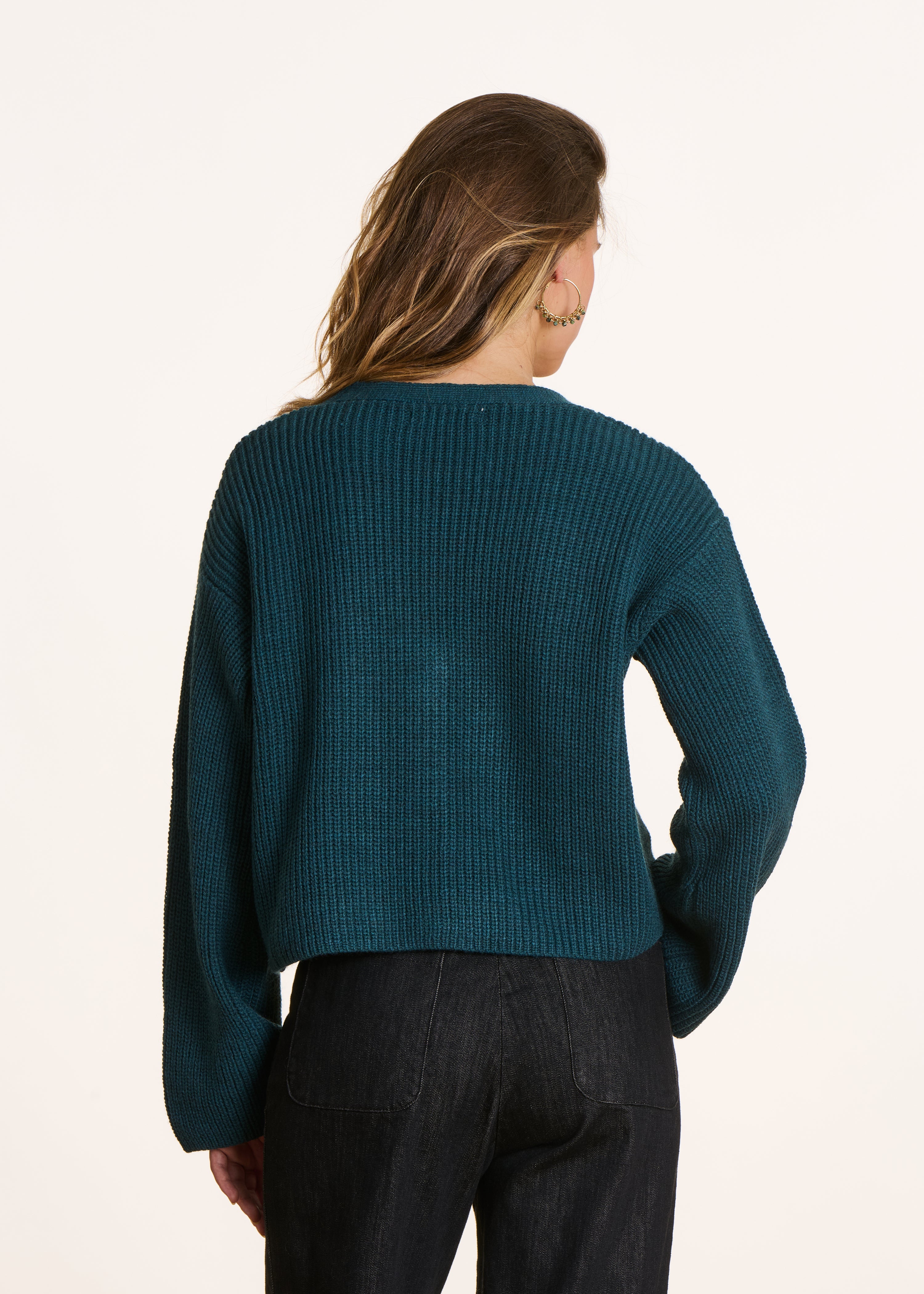 la-f-e-marabout-e-eidolo-strickjacke-petrol-kurz-mit-wolle image 3