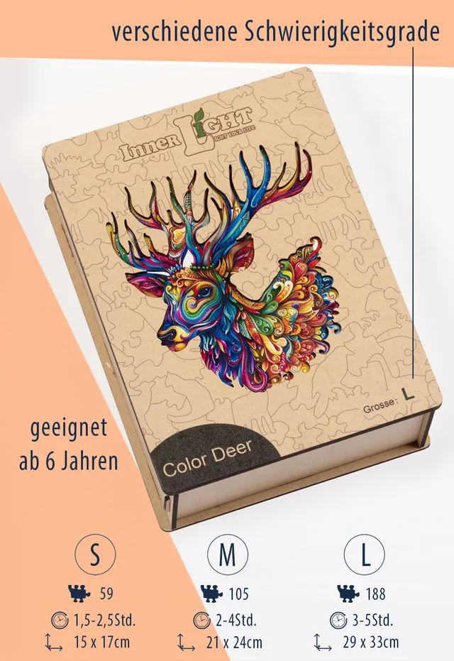 moshiki-color-deer-holzpuzzle-hirschmotiv-gr-e-s-xl image 1