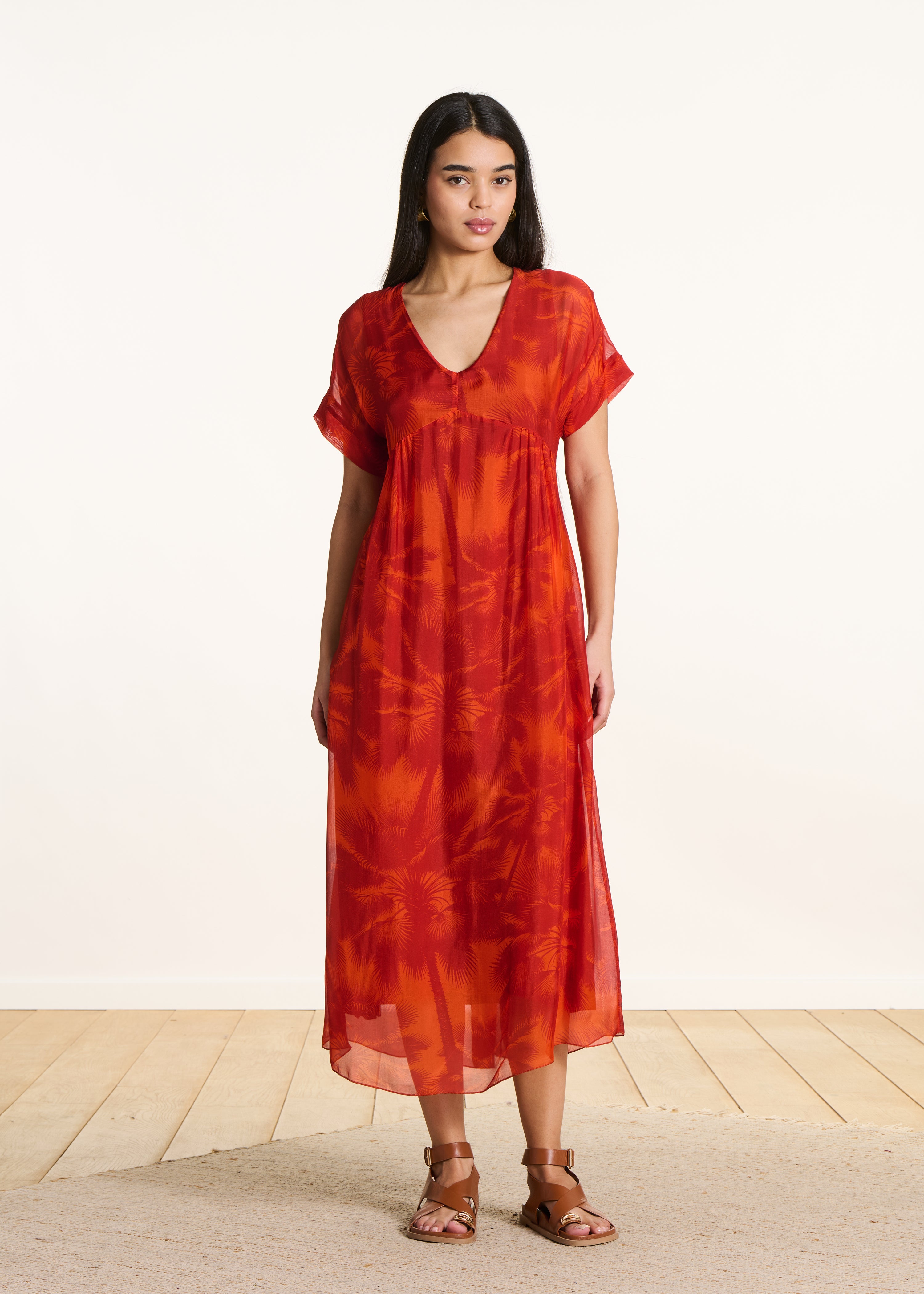 la-f-e-marabout-e-darling-maxikleid-orange-viskose-blume image 1