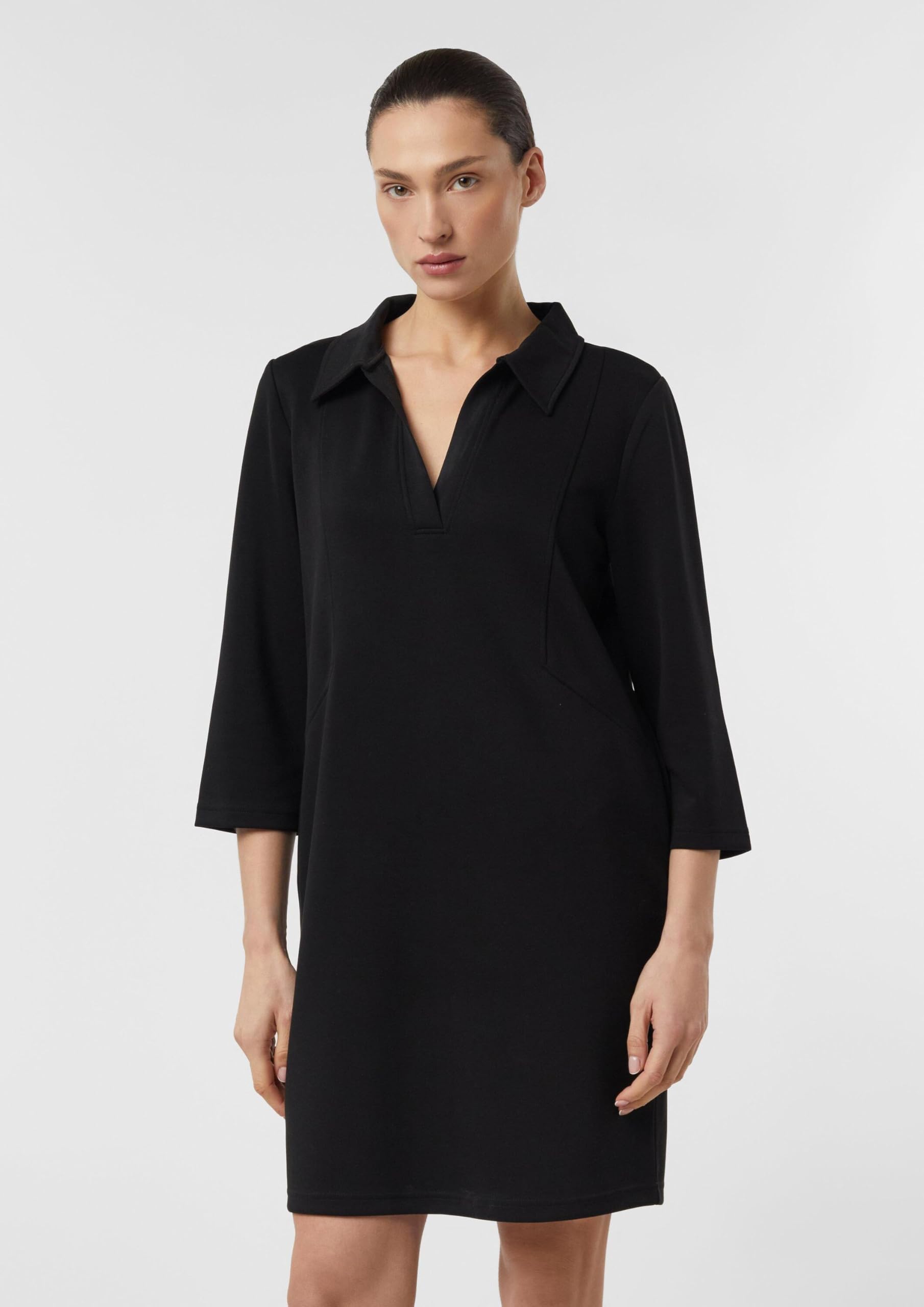 comma-jersey-polokragen-kleid-44-grey-black-schwarz image 7