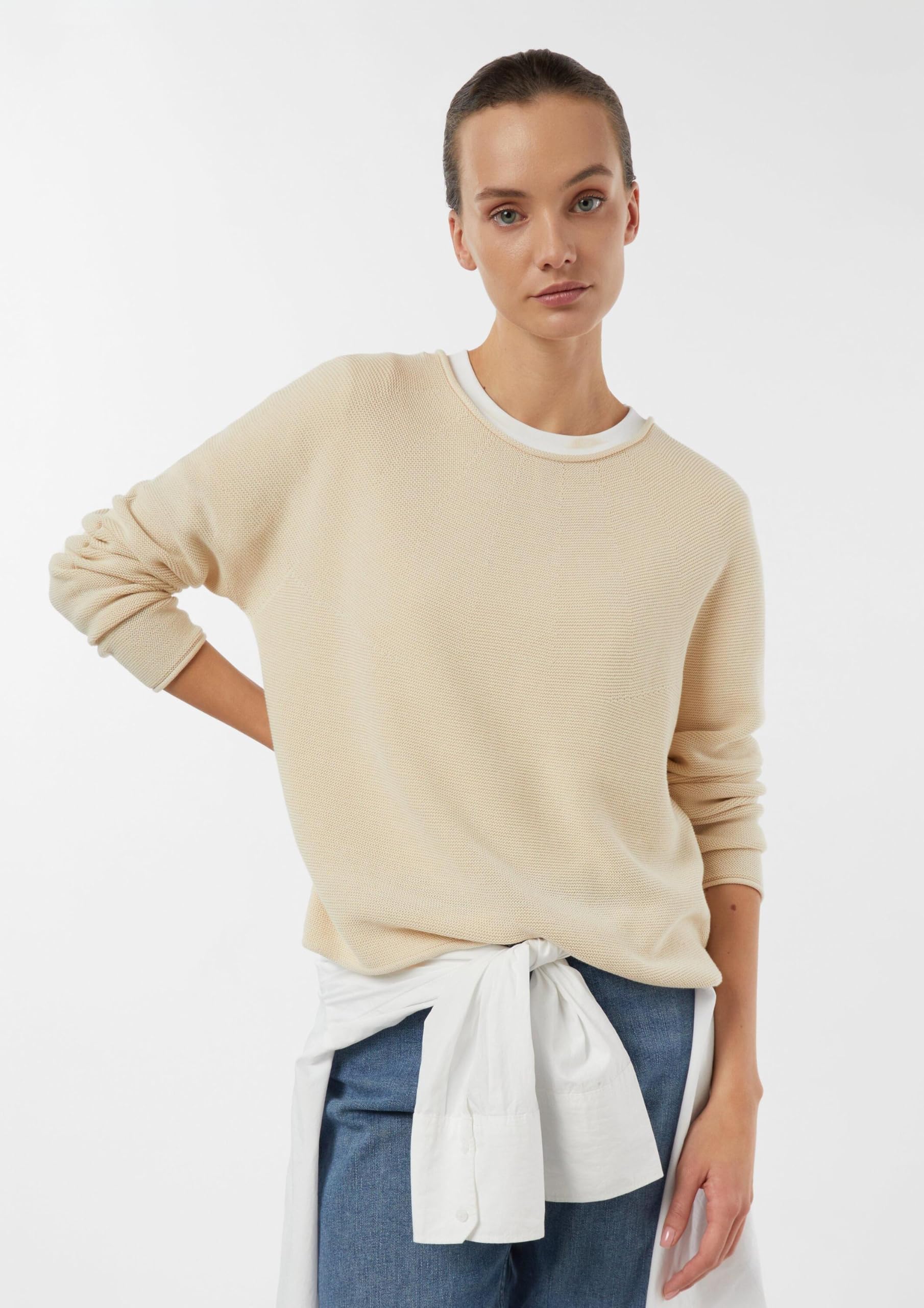comma-knitwear-strukturierter-strickpullover-rollsaum-gr-46 image 3