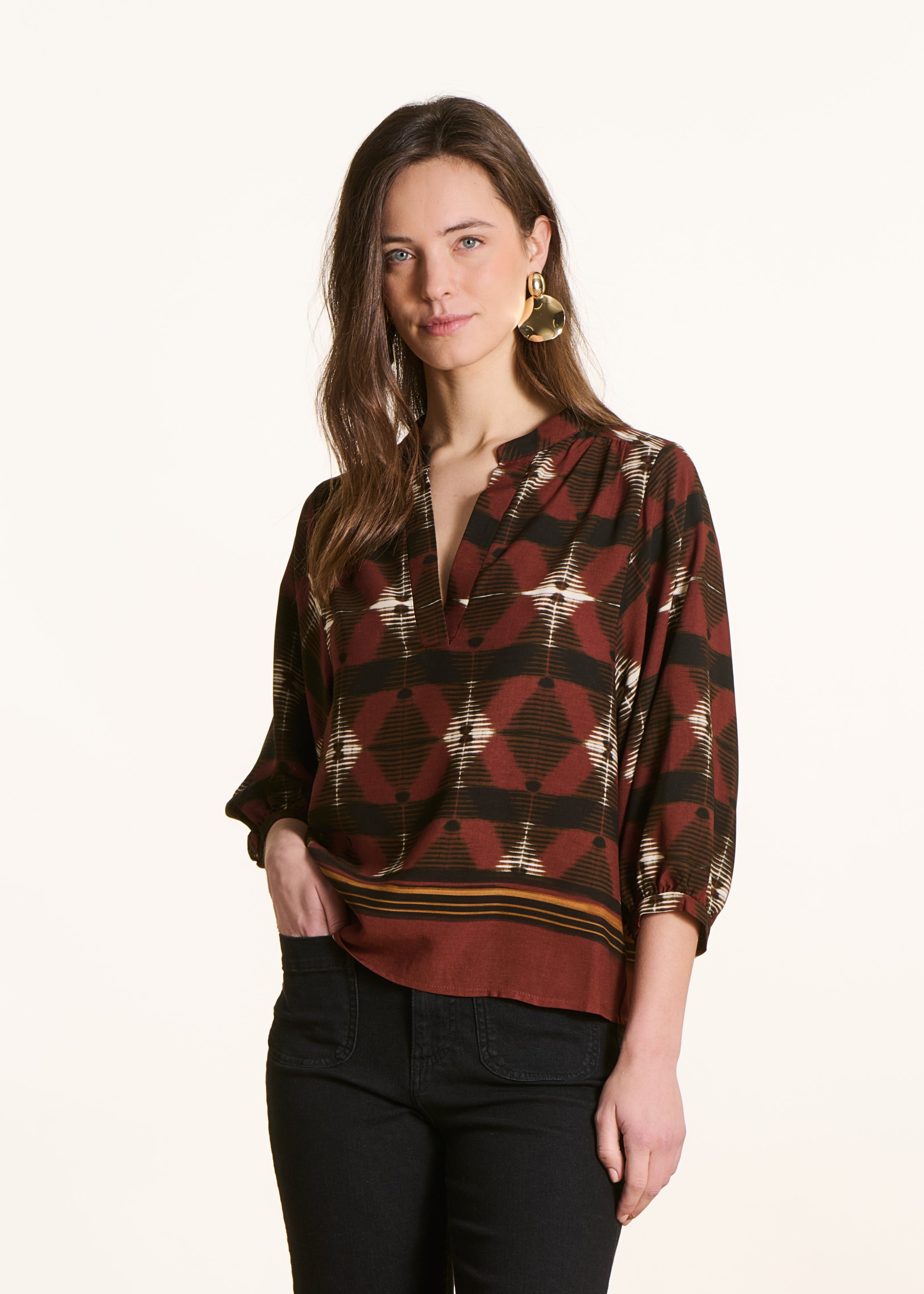 la-f-e-marabout-e-vince-top-braun-print-3-4-arm image 1