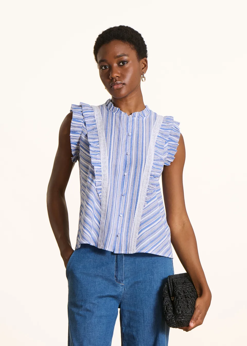 la-f-e-marabout-e-flina-bluse-rmellos-blau-wei-gestreift-bio-baumwolle image 1