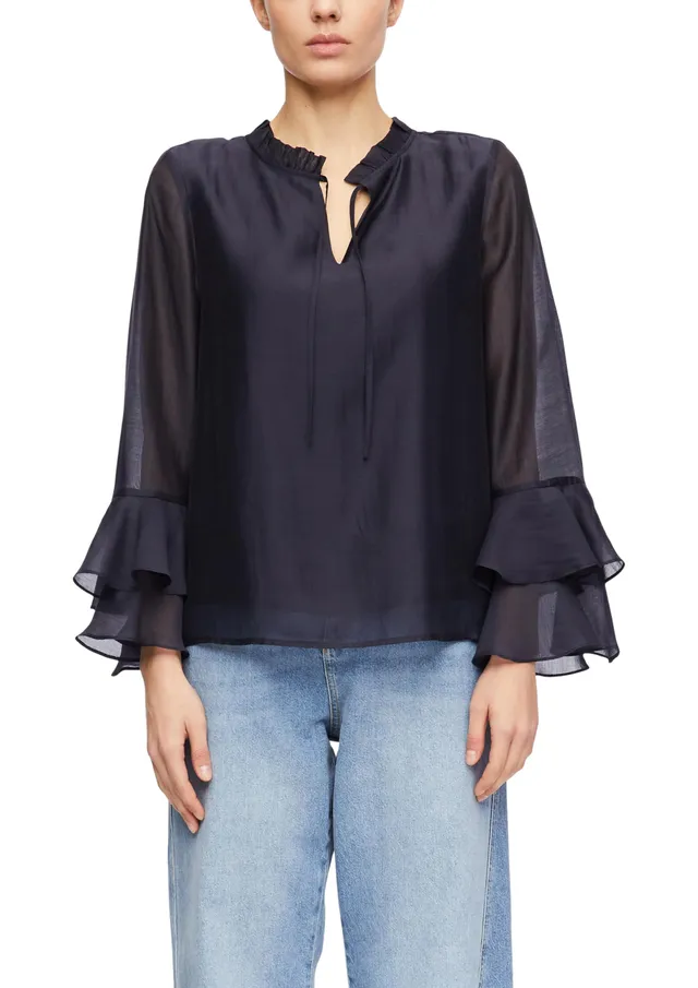 comma-blouses-lyocell-bluse-navy-gr-e-34-langarm image 1