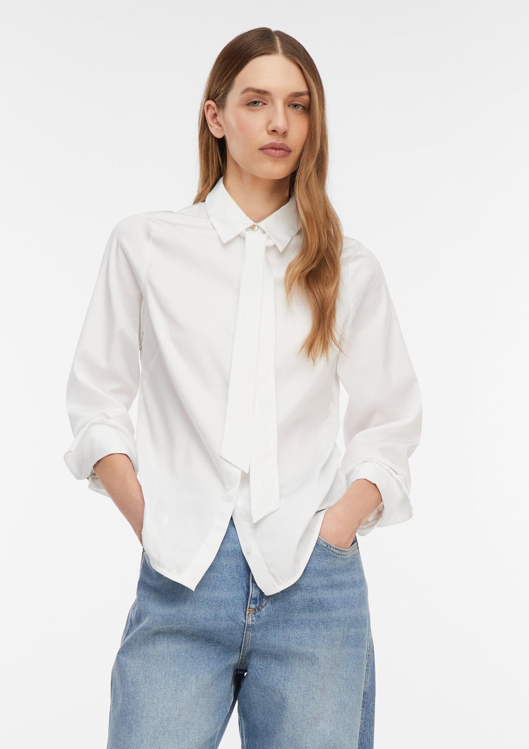 comma-bluse-stretch-popeline-bindekragen-gr-44-krawatte image 6