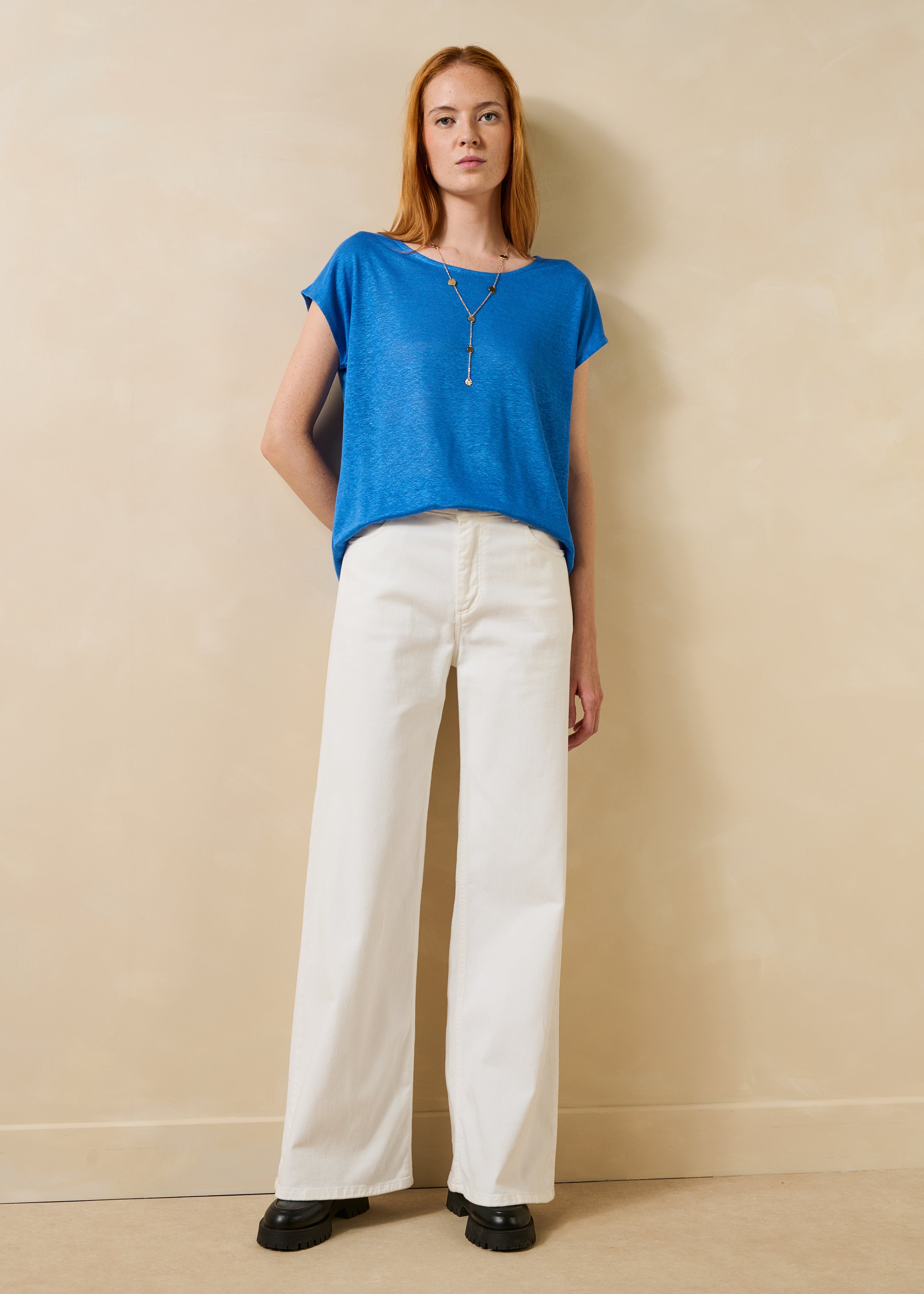 la-f-e-marabout-e-virano-t-shirt-blau-leinen-gerader-schnitt image 2