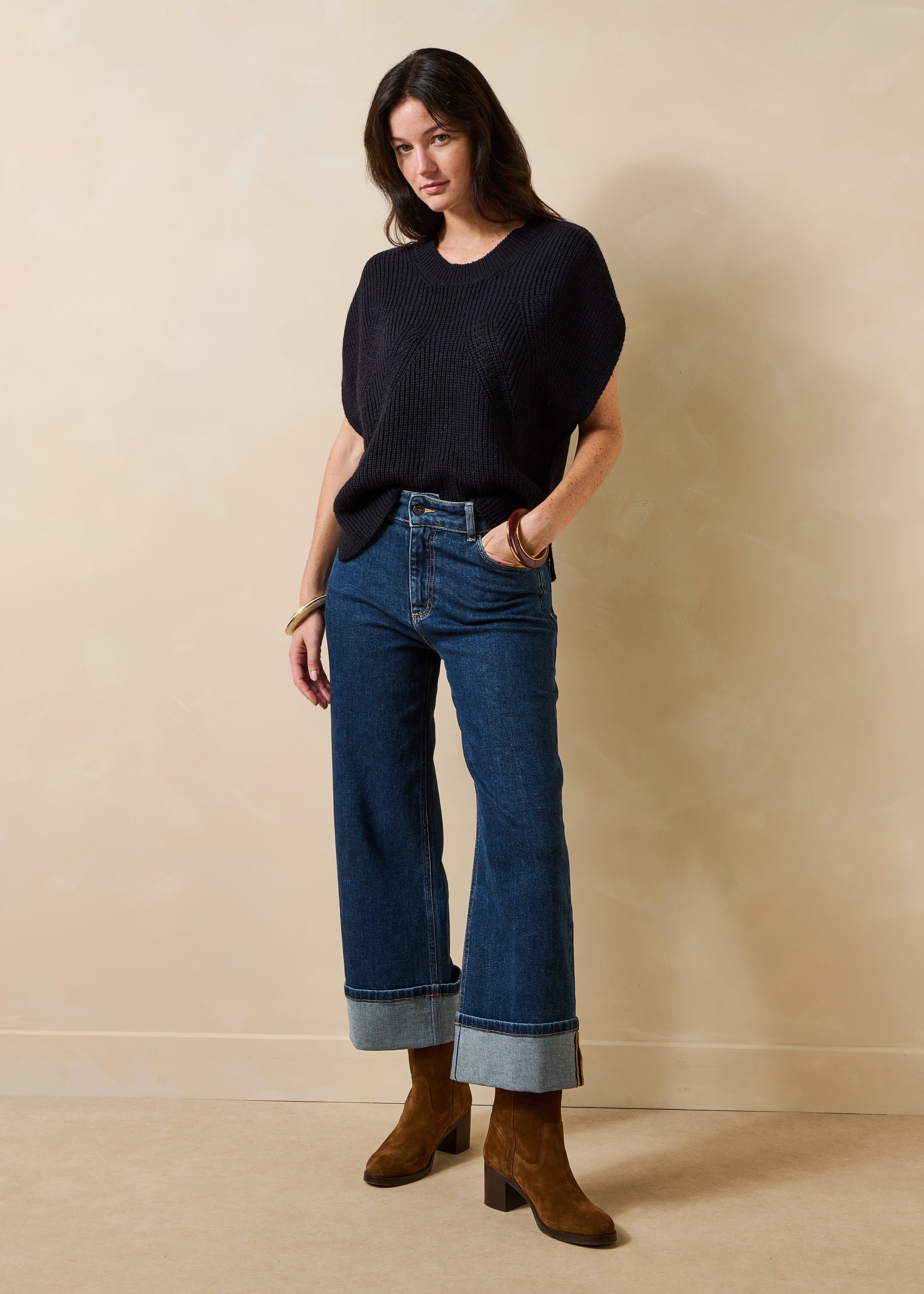 la-f-e-marabout-e-galea-pullover-marine-kurzarm-wolle image 2