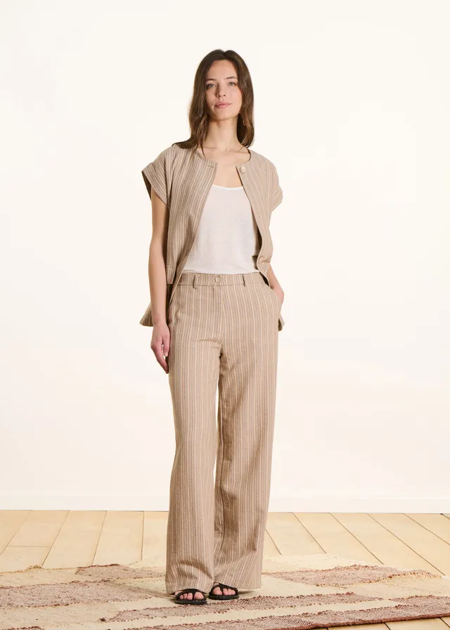 la-f-e-marabout-e-blandin-hose-damen-beige-gestreift image 1