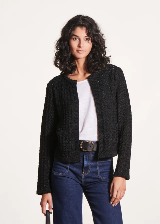 la-f-e-marabout-e-dorila-cardigan-schwarz-kurz-gl-nzend image 1