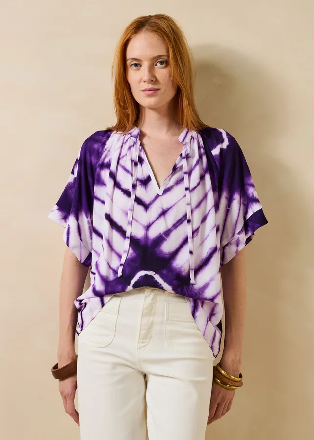 la-f-e-marabout-e-diosiya-top-violett-print-kurzarmtunika image 1