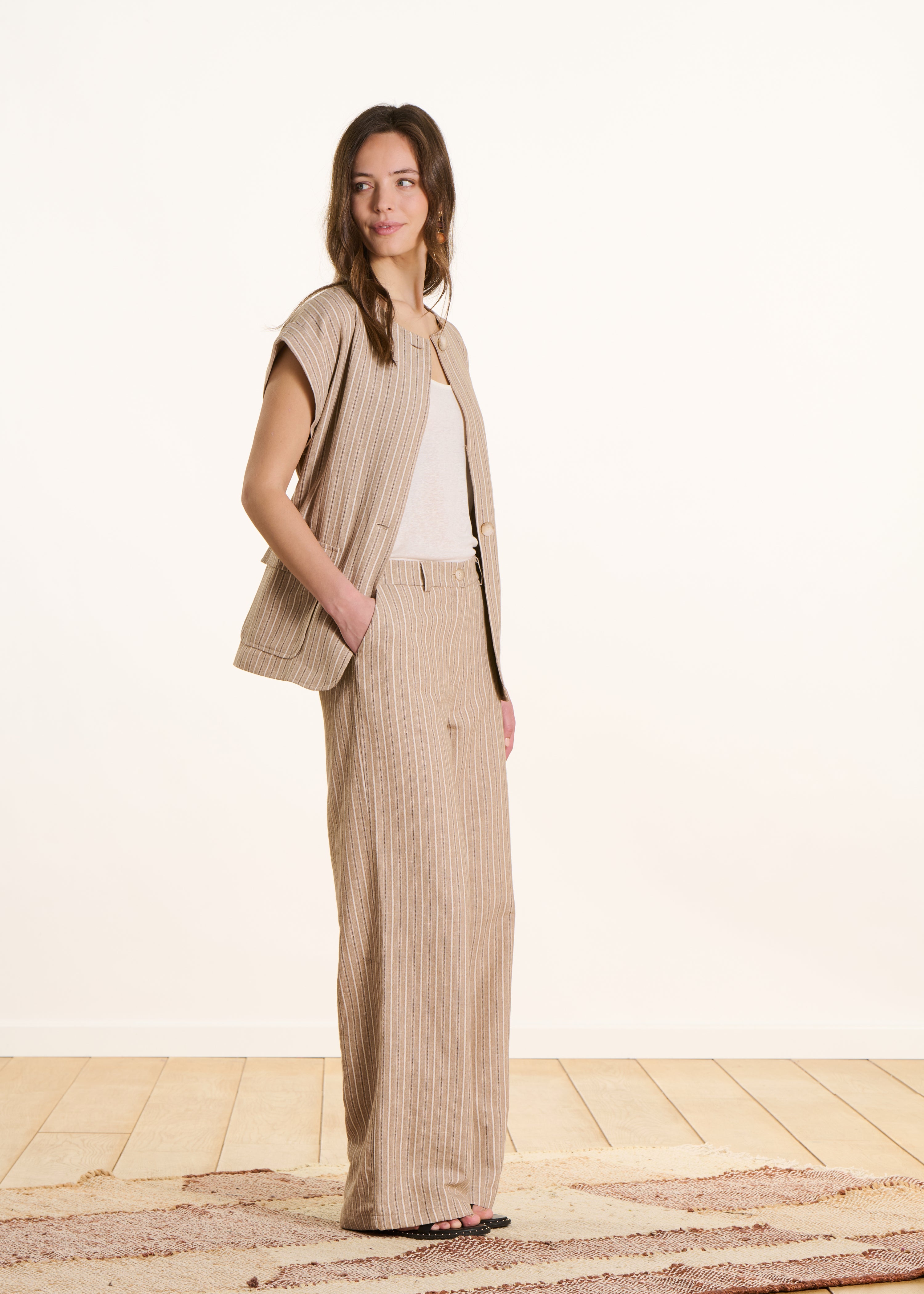 la-f-e-marabout-e-vestes-weste-beige-streifen-gr-38 image 2
