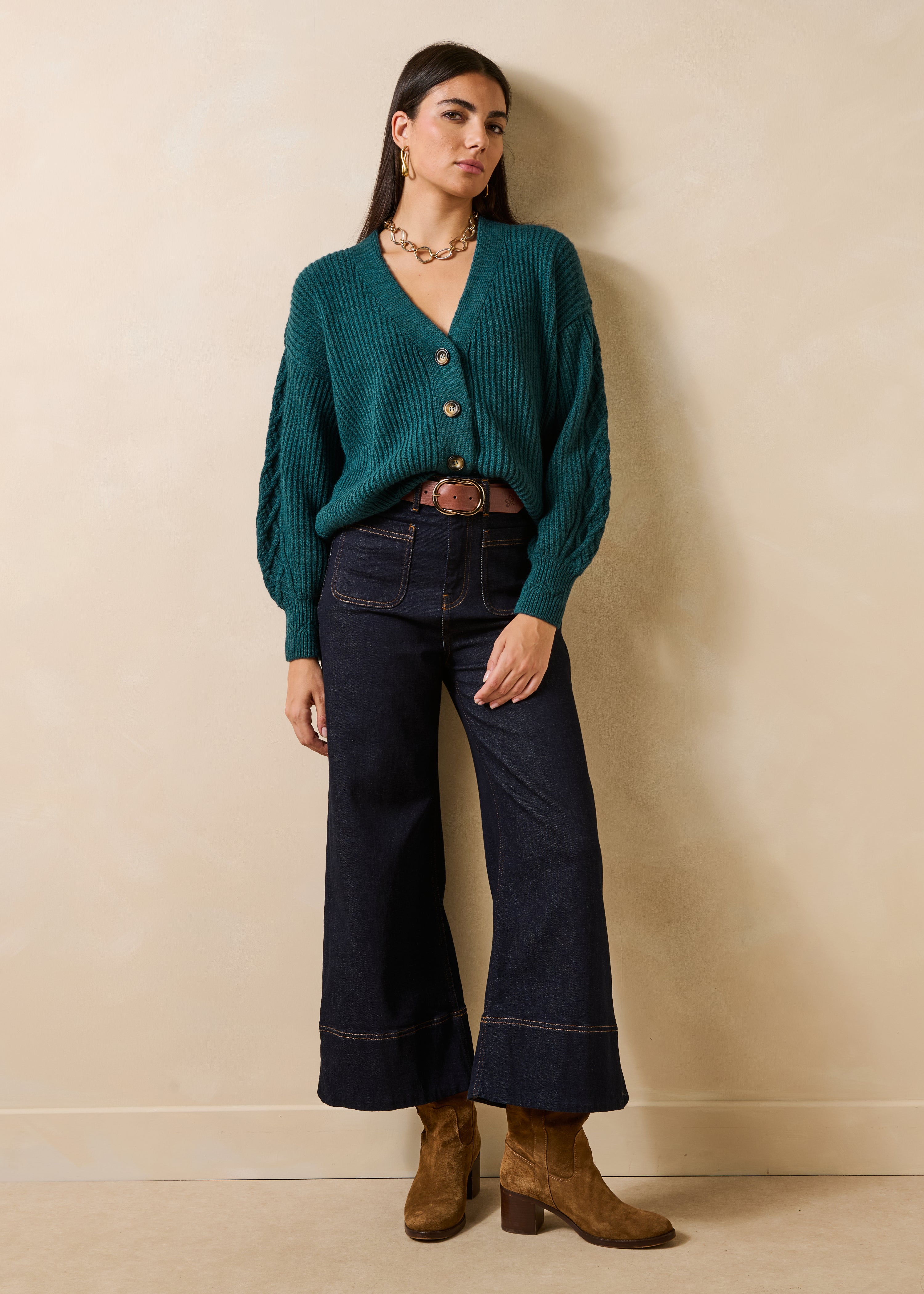 la-f-e-marabout-e-gastel-strickjacke-petrol-mit-wolle-und-alpaka image 2