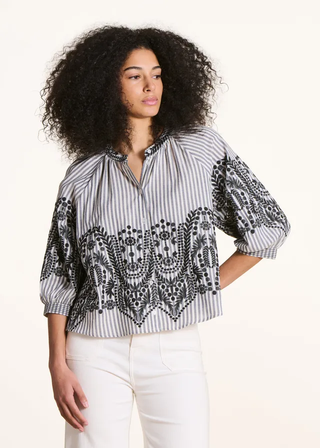 la-f-e-marabout-e-felvia-bluse-schwarz-streifen-jacquard image 1