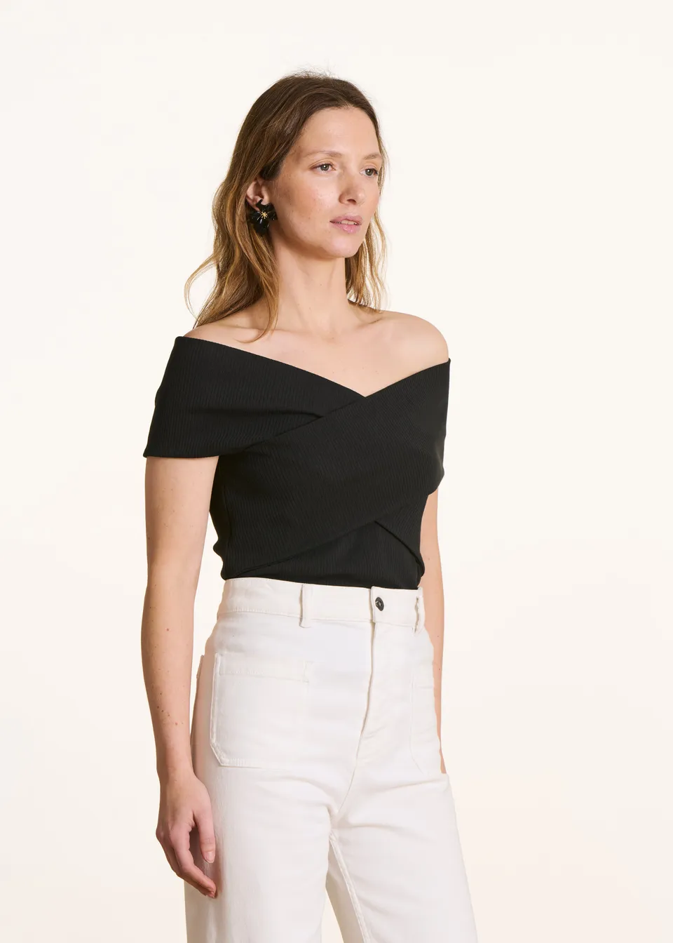la-f-e-marabout-e-fanesa-top-schwarz-bio-baumwolle-bardot image 1