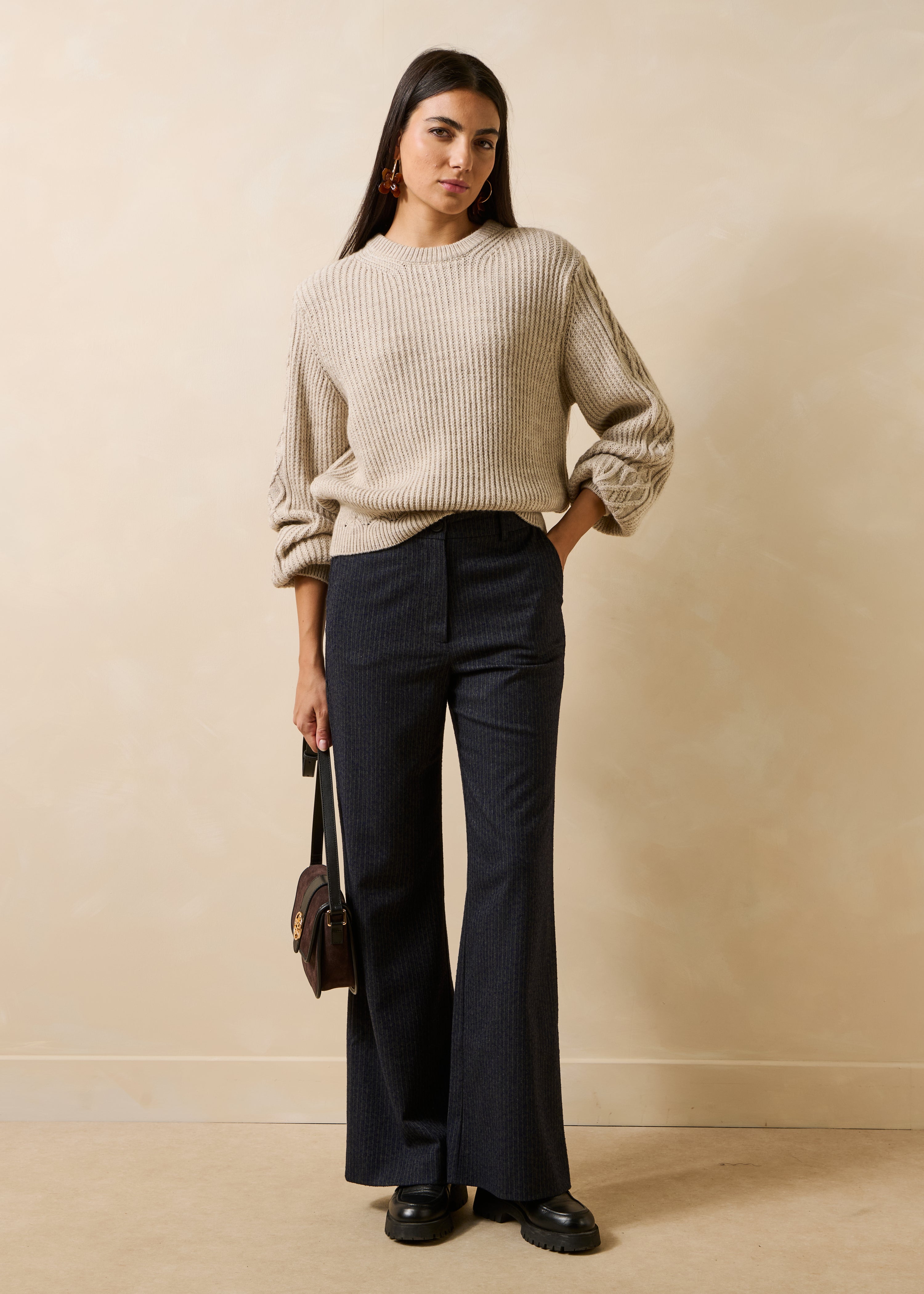 la-f-e-marabout-e-blandin-hose-damen-anthrazit-gestreift image 1