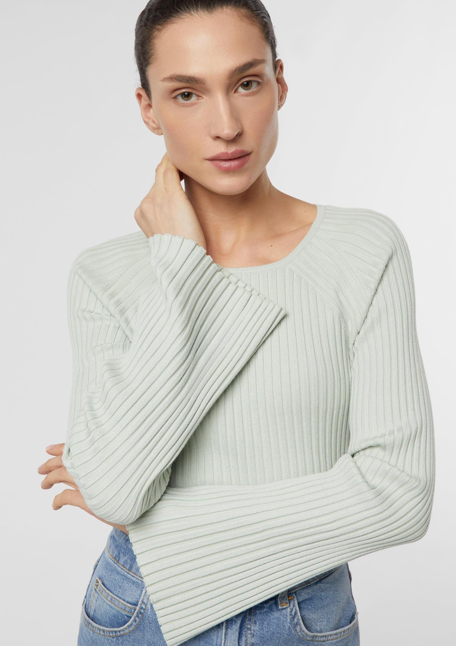 comma-strickpullover-slim-fit-creme-rundhals-rippoptik image 5
