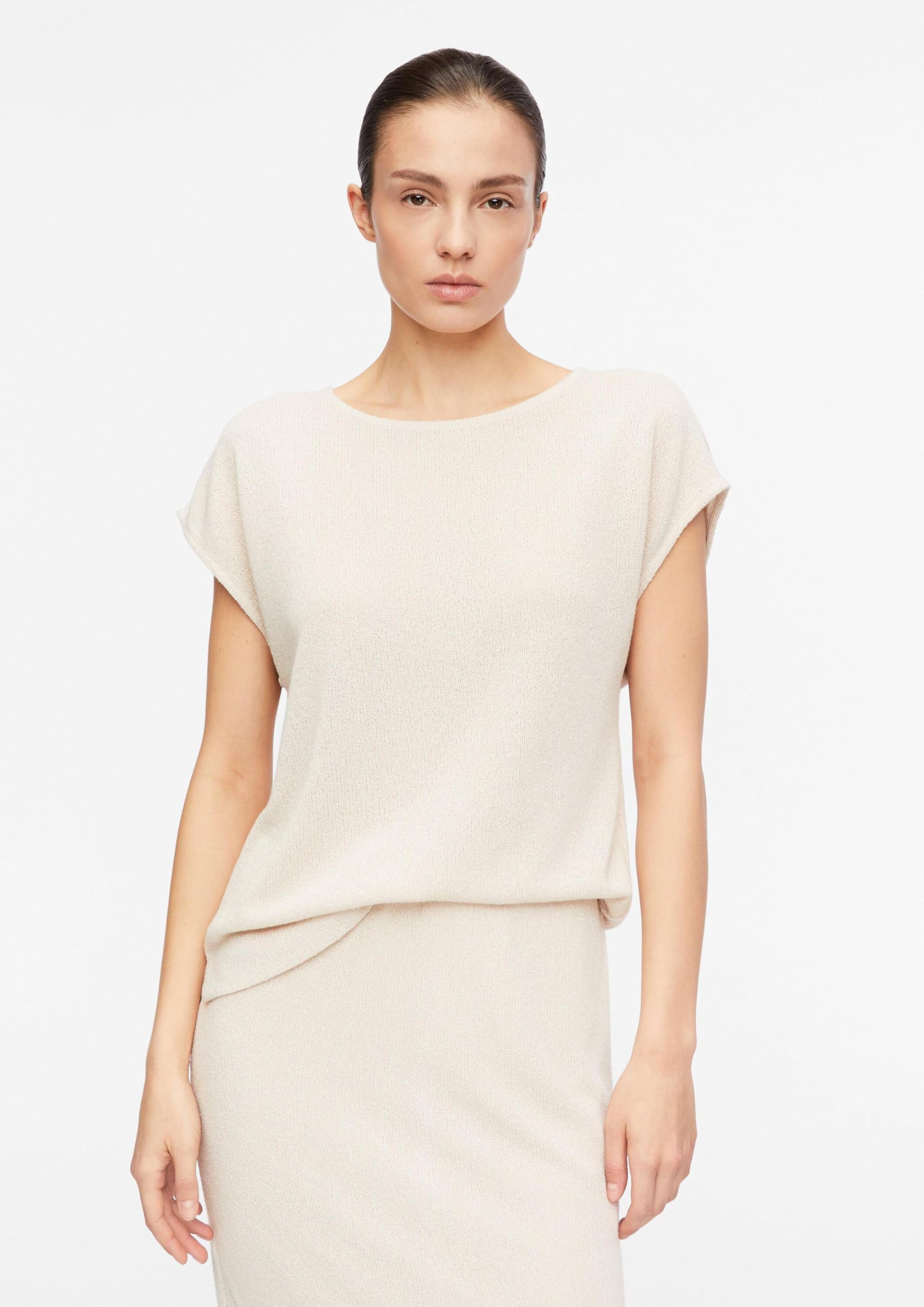 comma-sweatshirt-2180314-kurzarm-helles-beige-gr-38 image 6