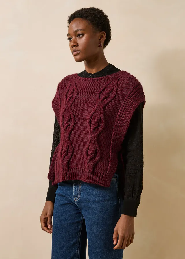 la-f-e-marabout-e-genri-pullover-bordeaux-kurzarm image 1