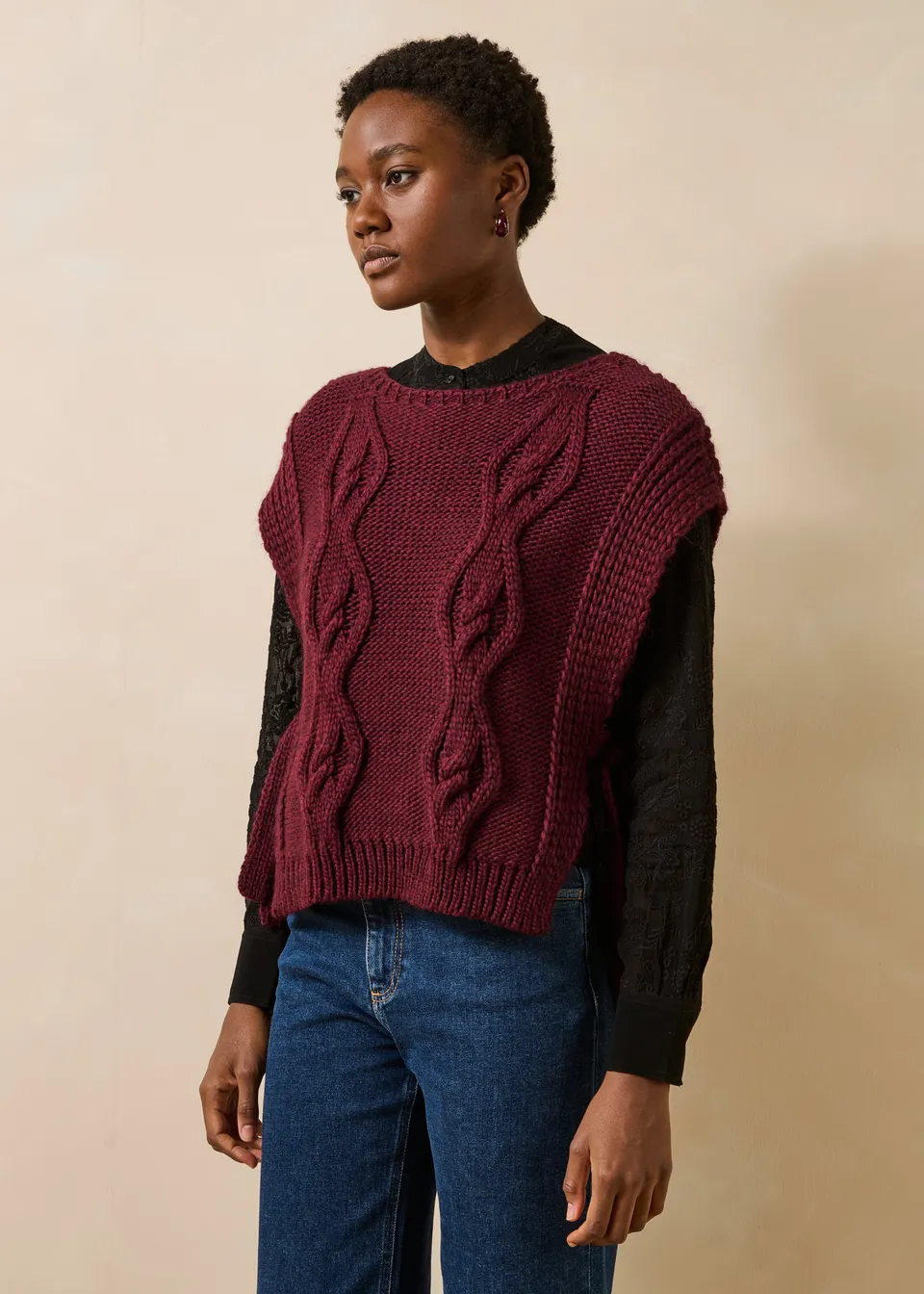 la-f-e-marabout-e-genri-pullover-bordeaux-kurzarm image 1