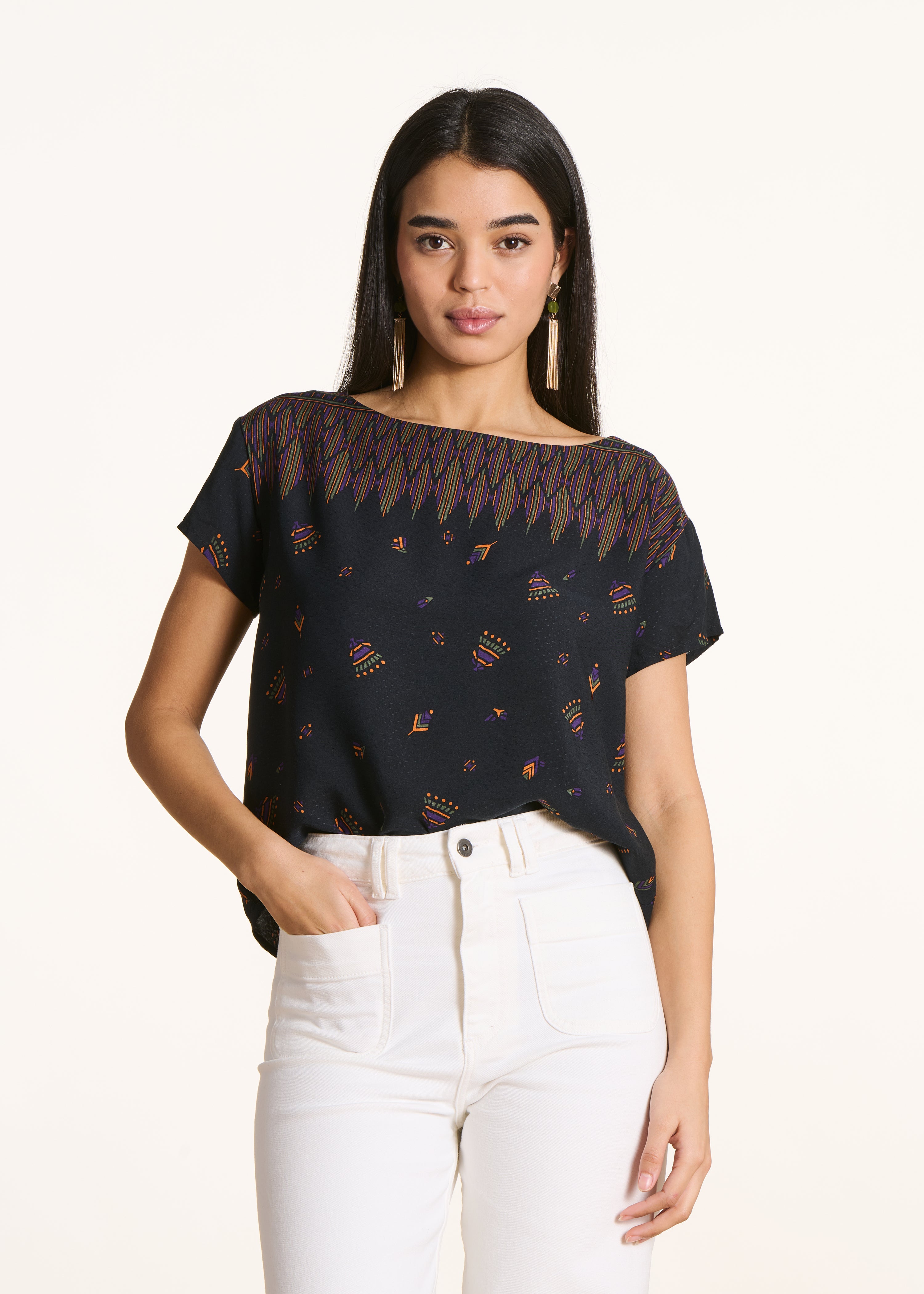 la-f-e-marabout-e-tops-t-shirts-figeac-top-schwarz-ethnomuster image 1