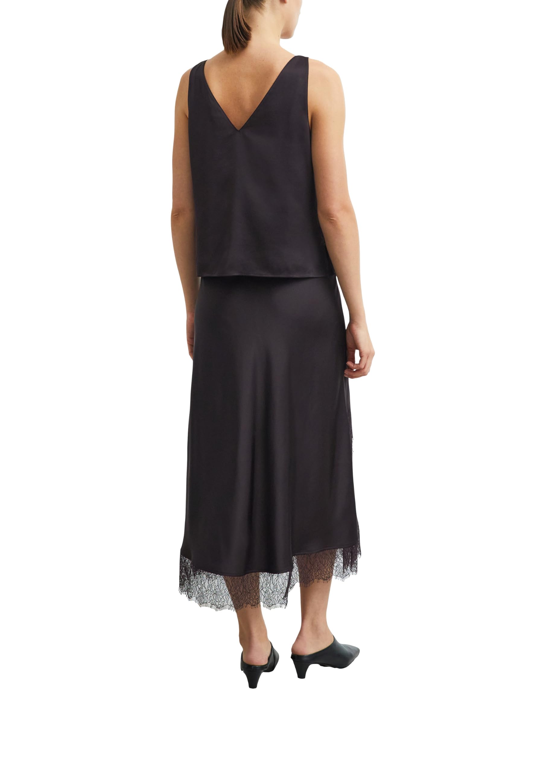 comma-skirts-rock-lang-satin-spitze-aubergine image 2