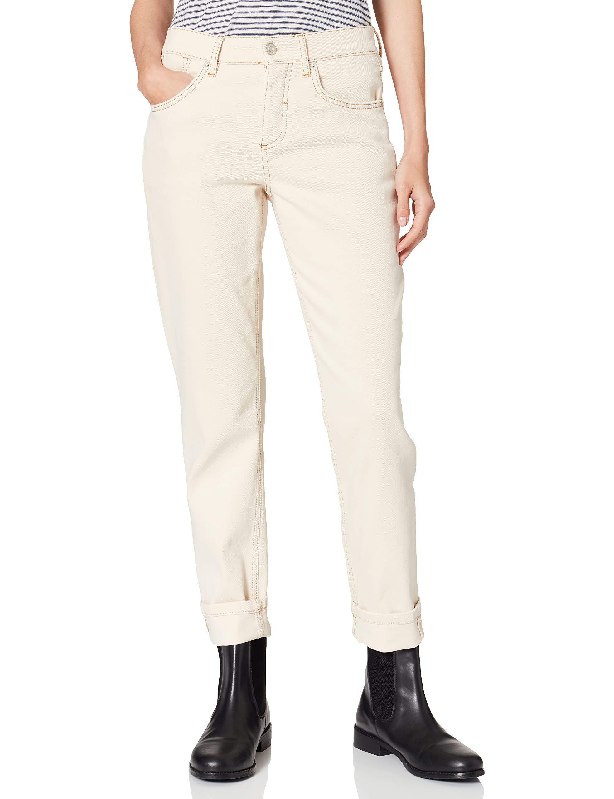 comma-freizeithose-damen-46-olive-brown-jeans-optik-baumwolle image 5