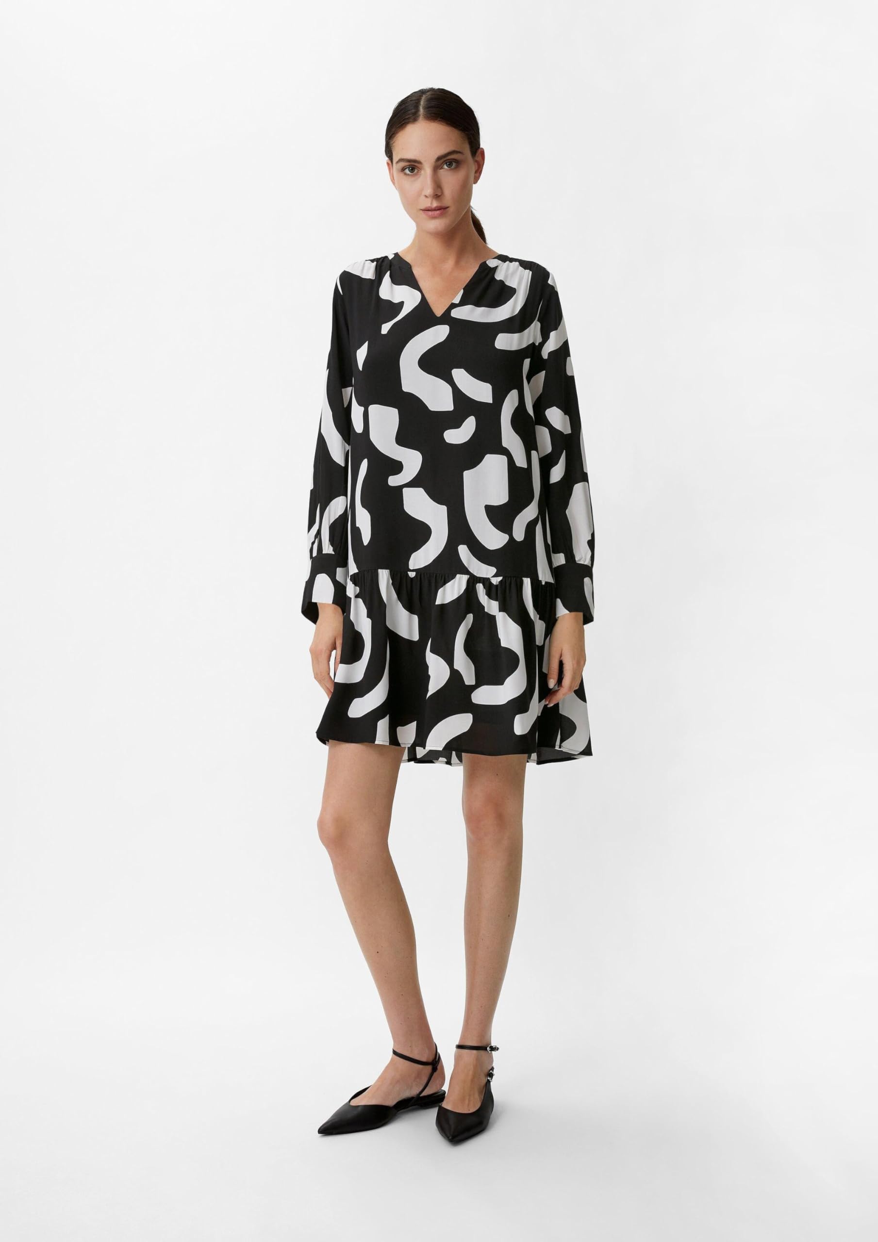 comma-dresses-kleid-allover-print-v-ausschnitt-gr-38-schwarz image 5