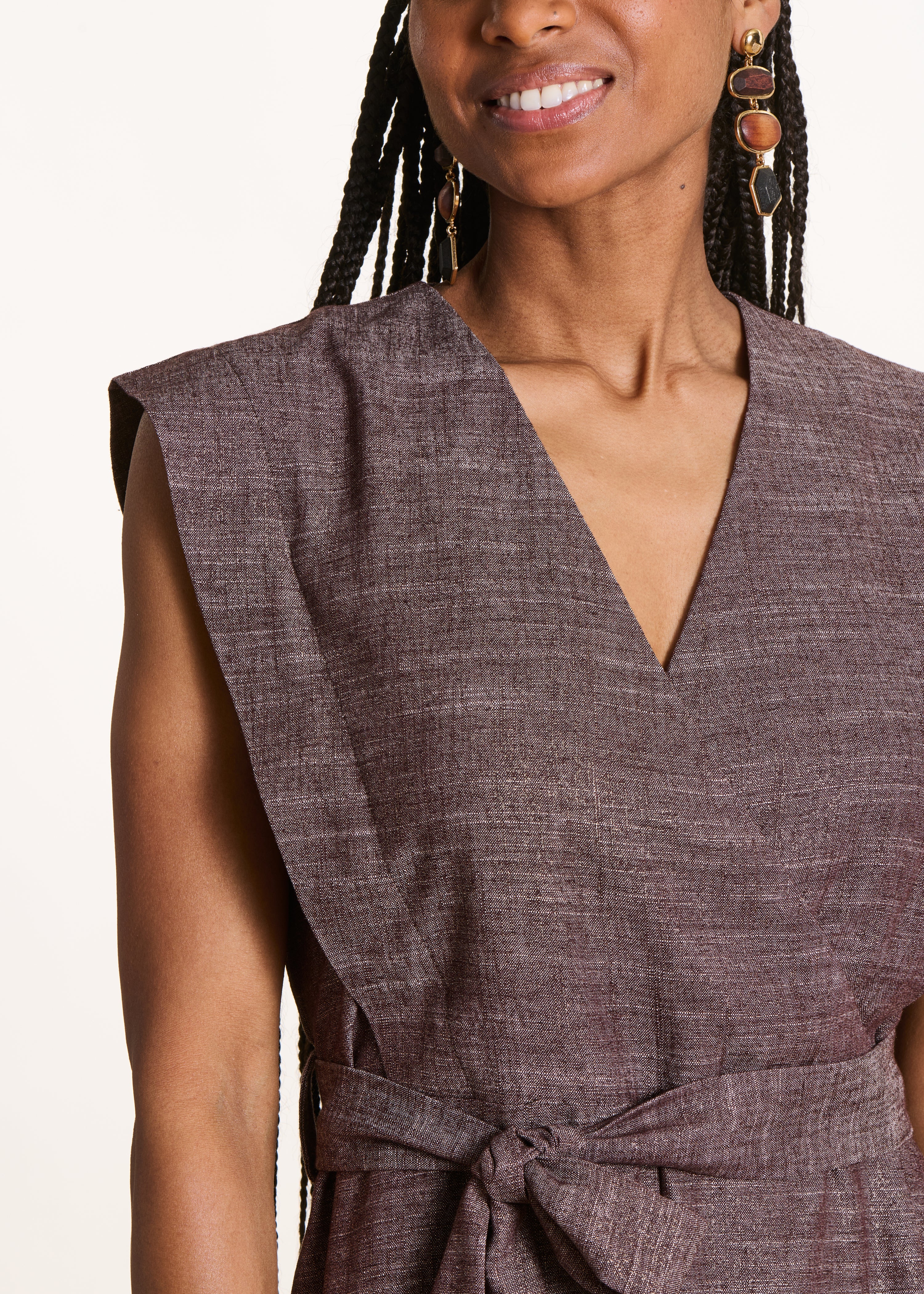 la-f-e-marabout-e-savigny-kleid-midi-braun-wickeloptik image 5