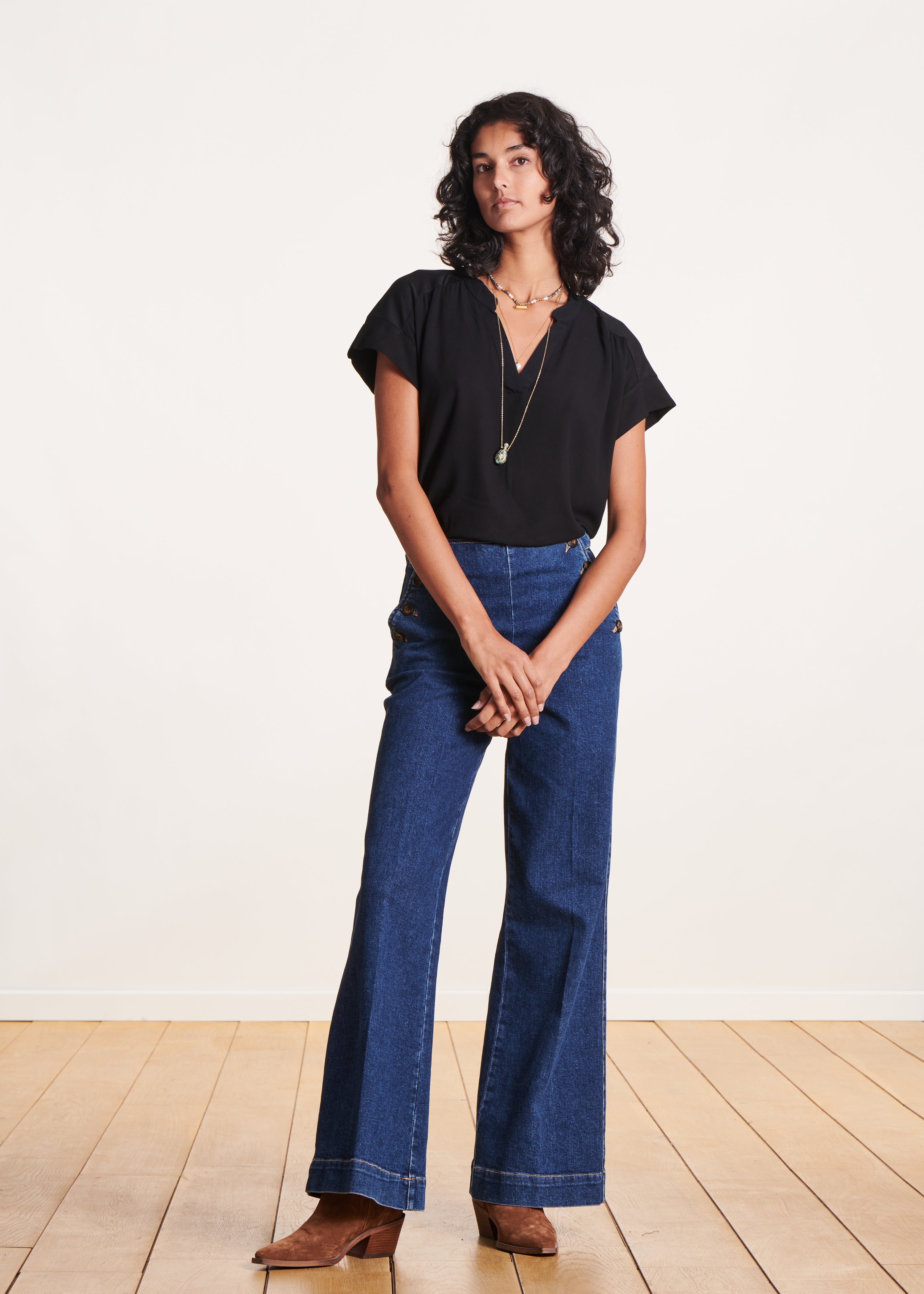 la-f-e-marabout-e-t-shirt-schwarz-bi-material-kurzarm image 2