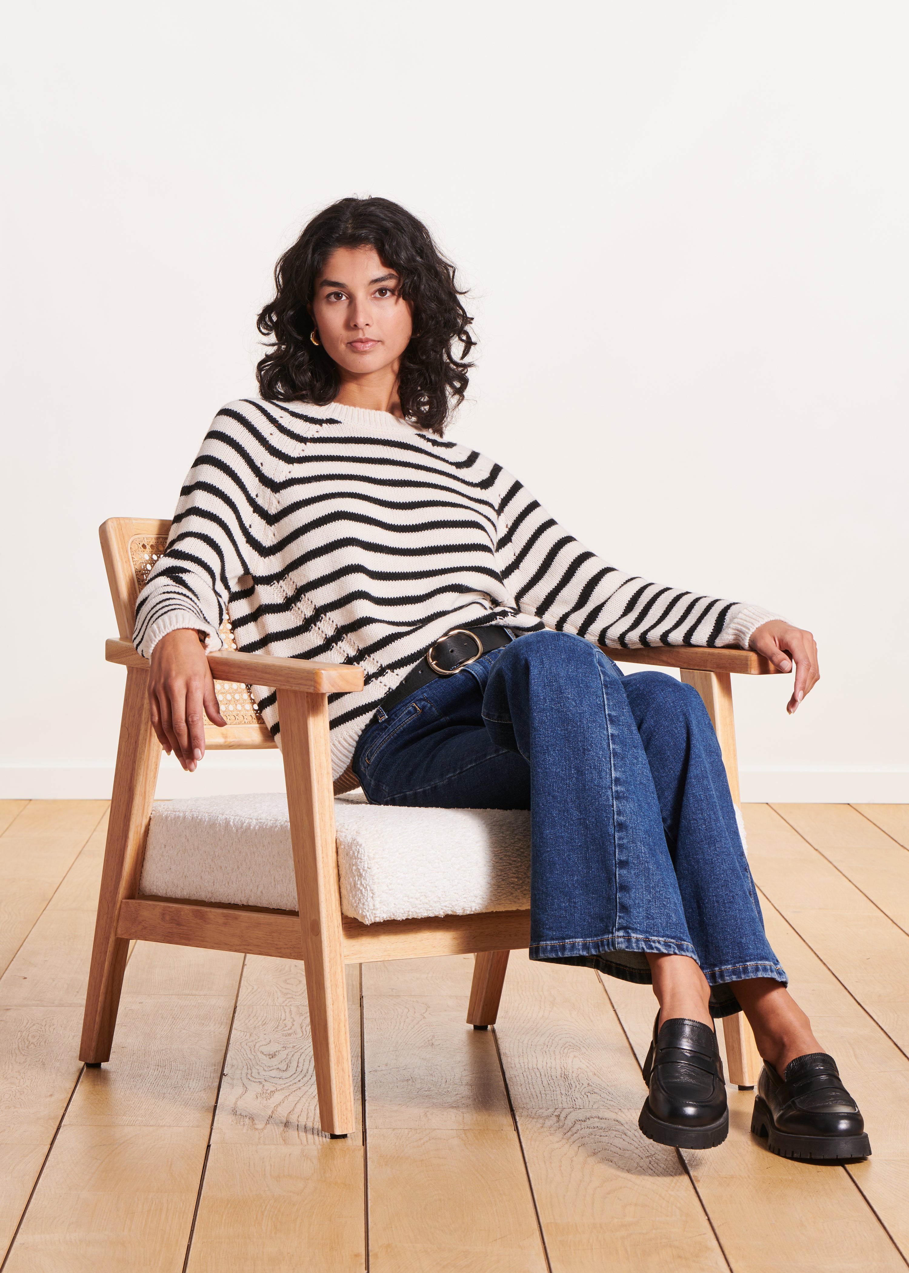 la-f-e-marabout-e-marini-re-pullover-ecru-schwarz-streifen image 2