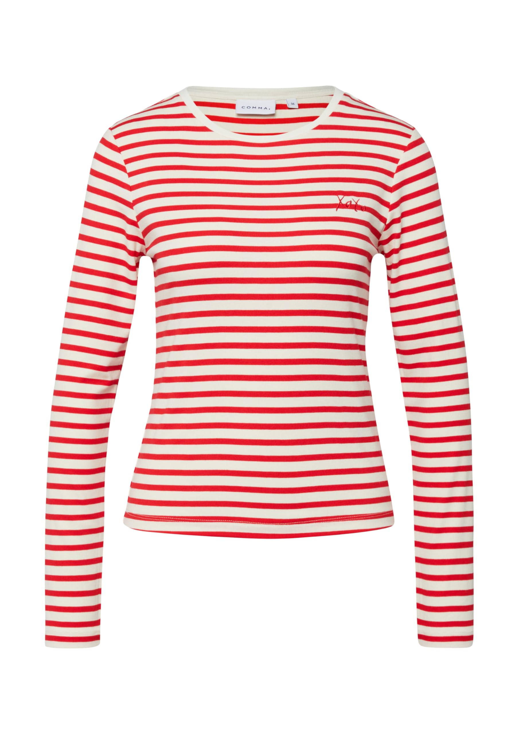 comma-damen-t-shirt-langarm-slim-fit-gestreift-stickerei-gr-40 image 4