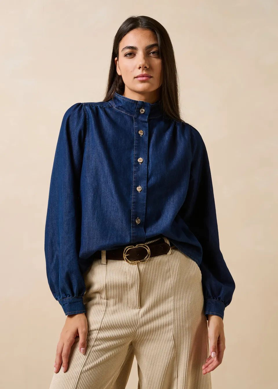 la-f-e-marabout-e-gaya-bluse-blau-denim-jeansbluse image 1