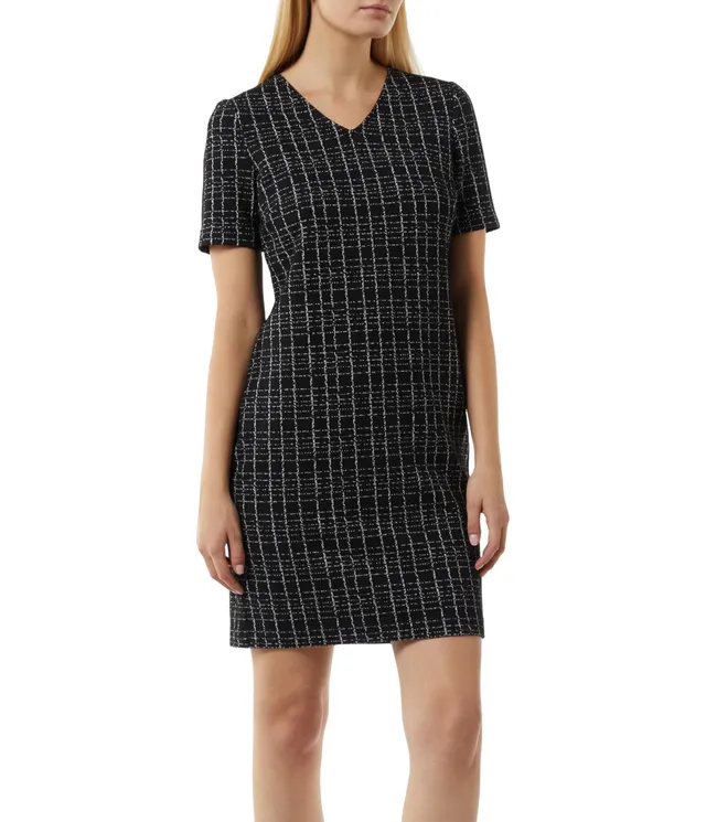 comma-boucl-kleid-karo-gr-42-elastisch-kurz image 1