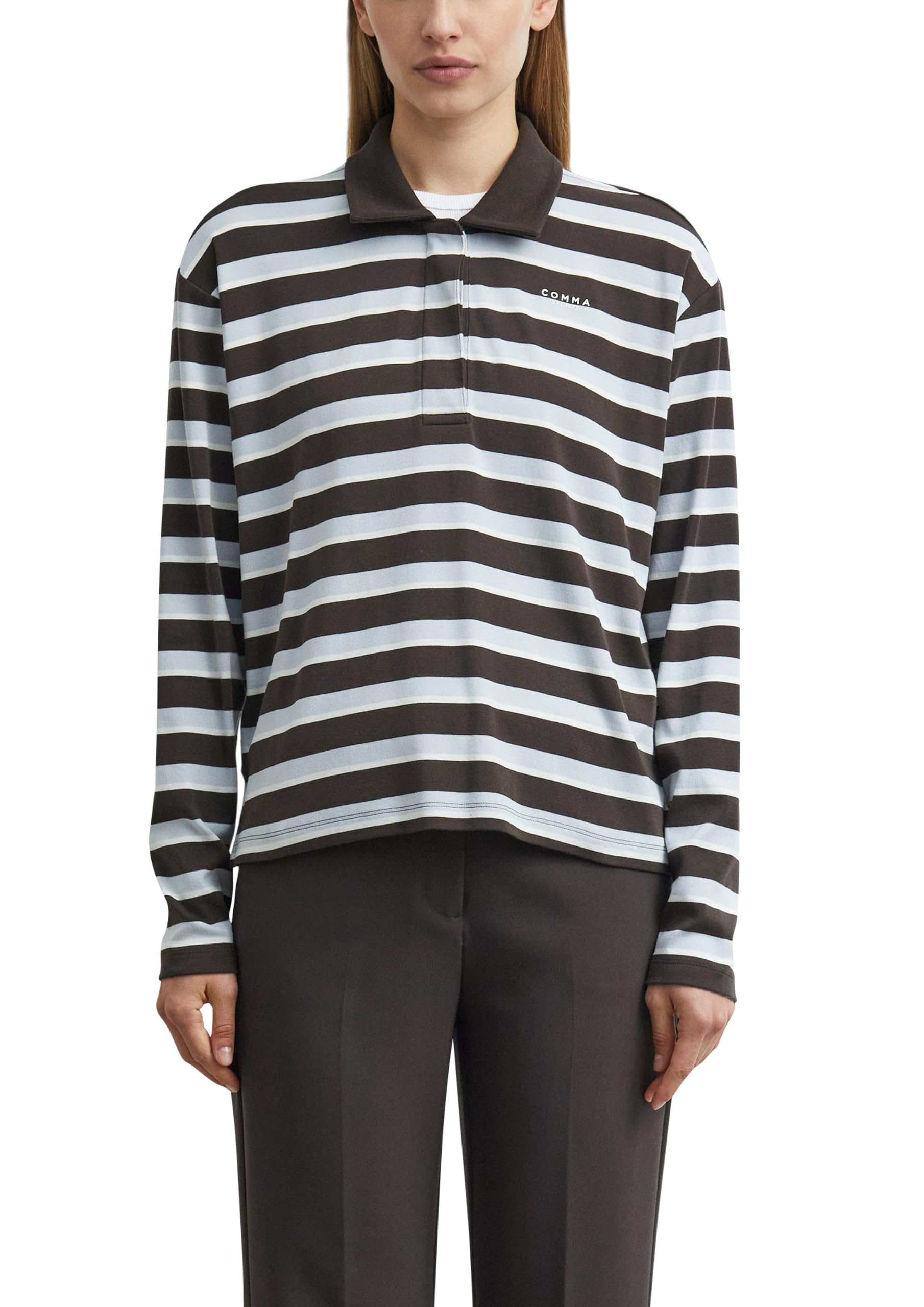 comma-tops-poloshirt-langarm-relaxed-fit-logo-38 image 1