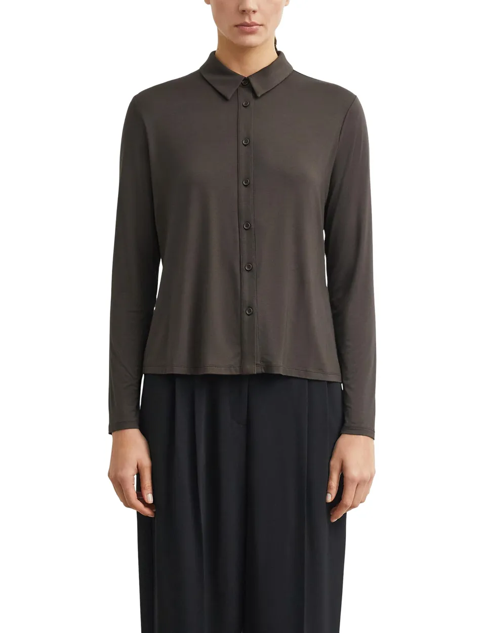 comma-blouses-jersey-bluse-hemdkragen-langarm-gr-e-40 image 1