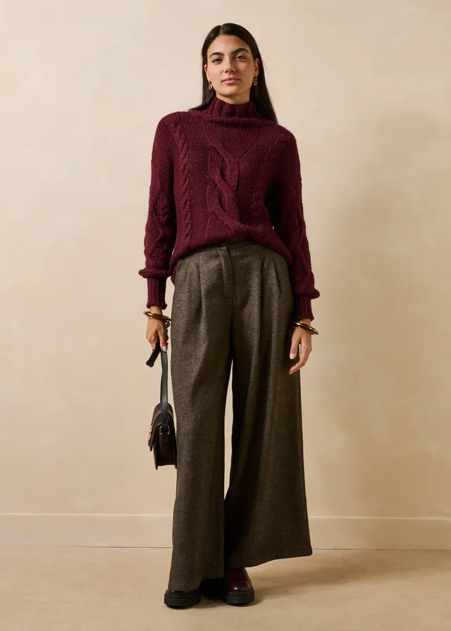 la-f-e-marabout-e-ezur-hose-braun-tweed-weit image 1
