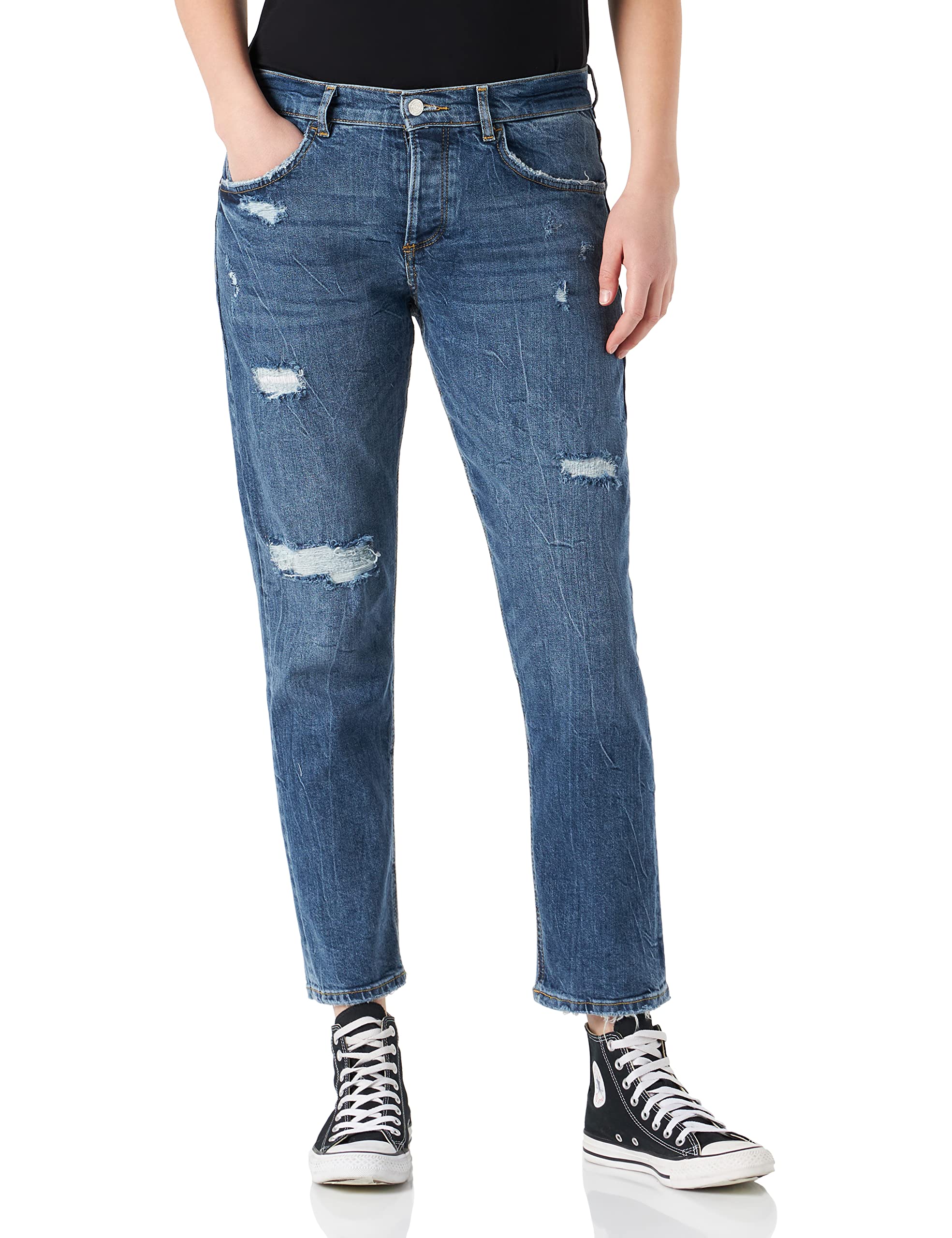 comma-freizeithose-damen-32-lang-royalblau-hoher-bund image 1