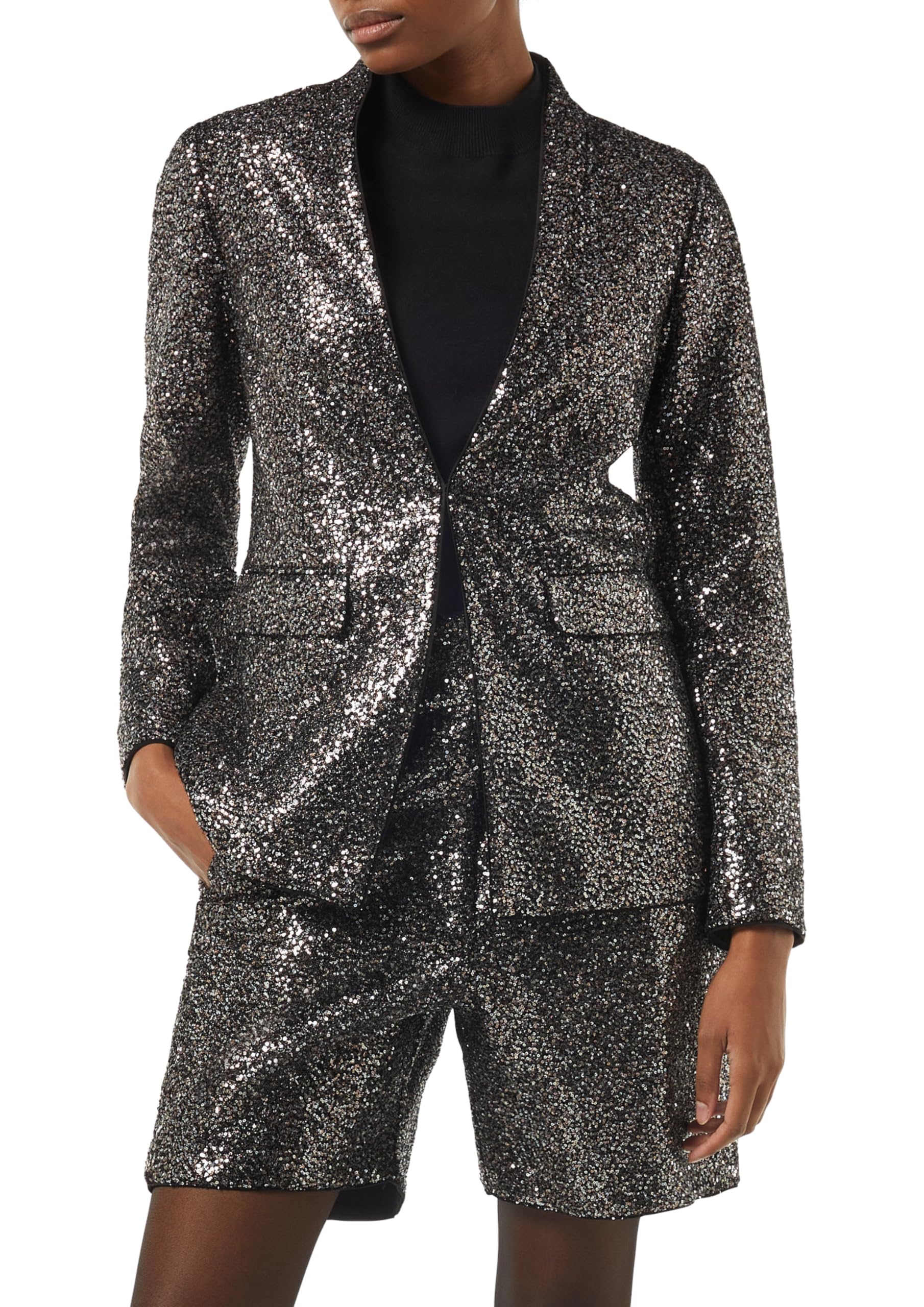 comma-blazer-pailletten-damen-40-festlich-stehkragen image 1