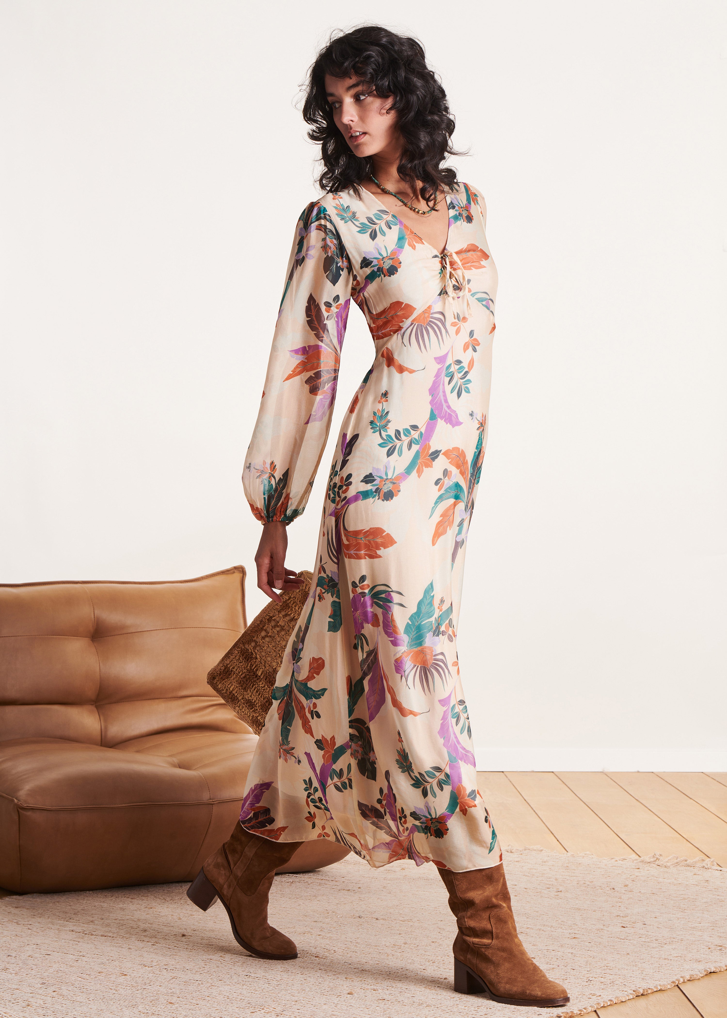 la-f-e-marabout-e-deesse-maxikleid-ecru-print-seide image 1