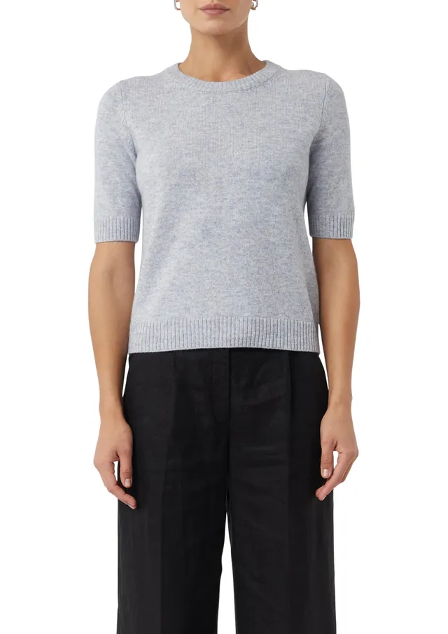 comma-2169577-strickpullover-kurzarm-hellgrau-gr-42 image 1