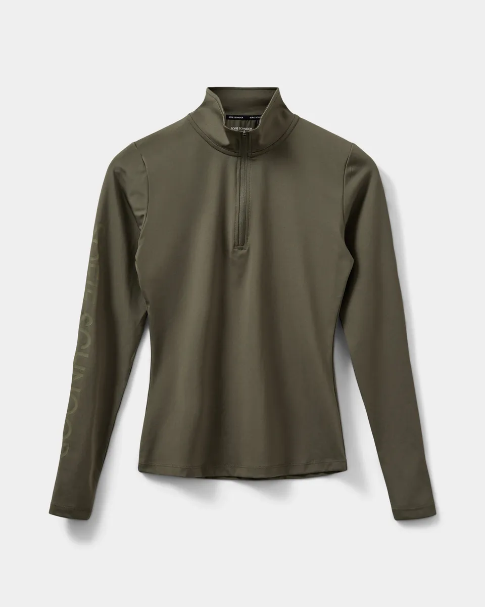 sofie-schnoor-sport-mallory-langarmshirt-army-green-zip image 1