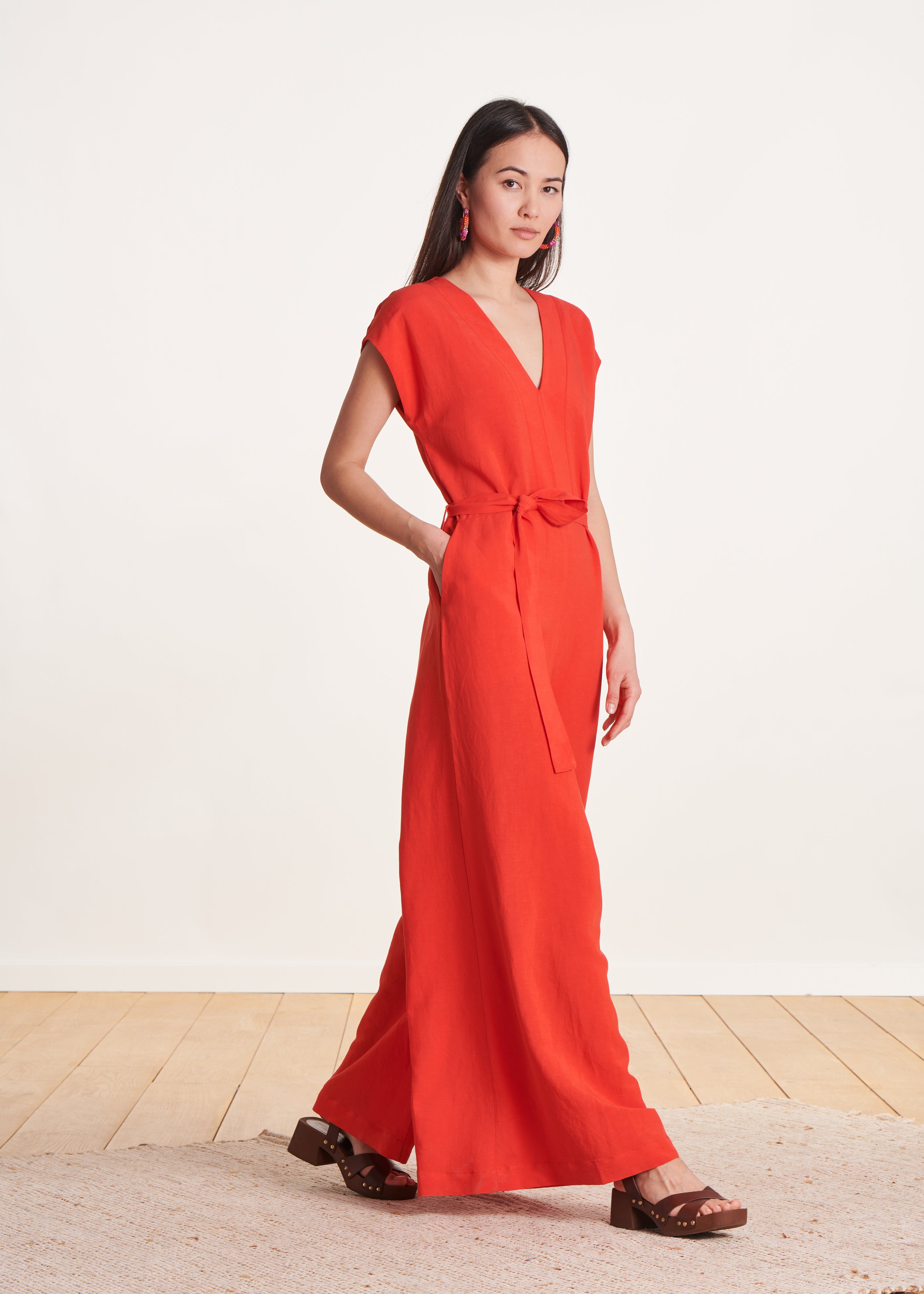 la-f-e-marabout-e-doloris-jumpsuit-orange-leinen-viskose image 2