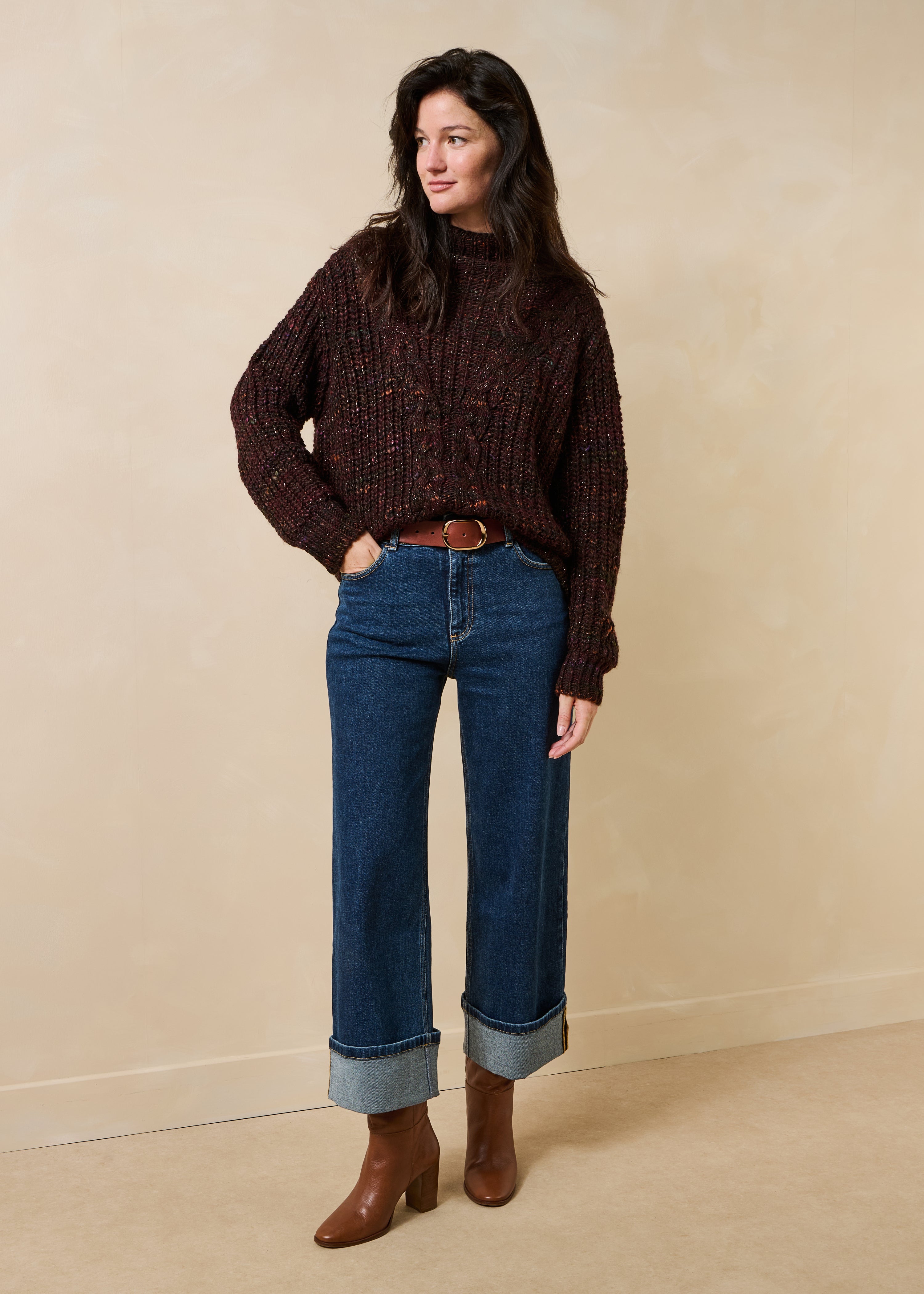 la-f-e-marabout-e-graf-pullover-braun-m-zopf-rollkragen image 2
