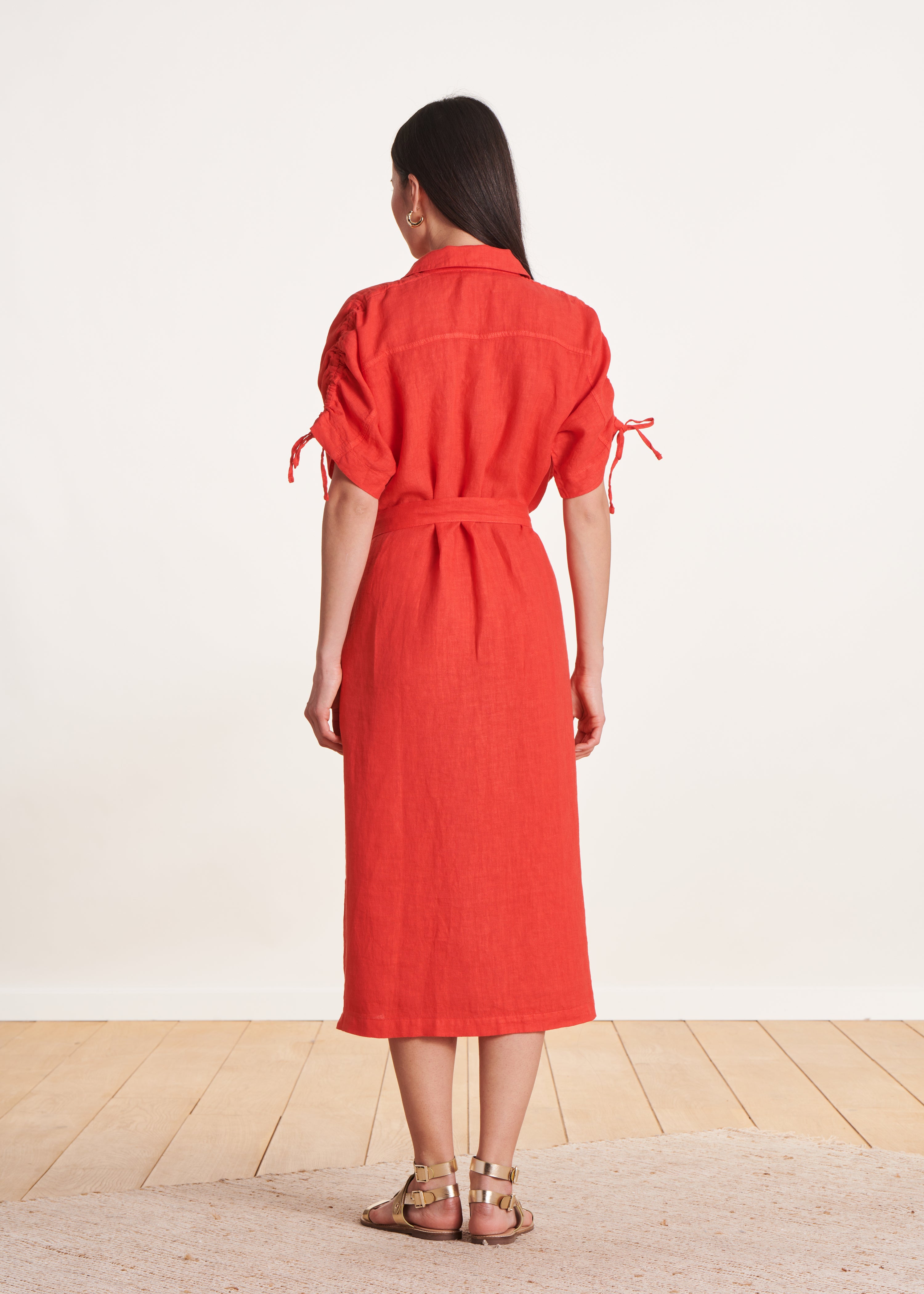 la-f-e-marabout-e-douglas-hemdkleid-orange-leinen-oversize image 3